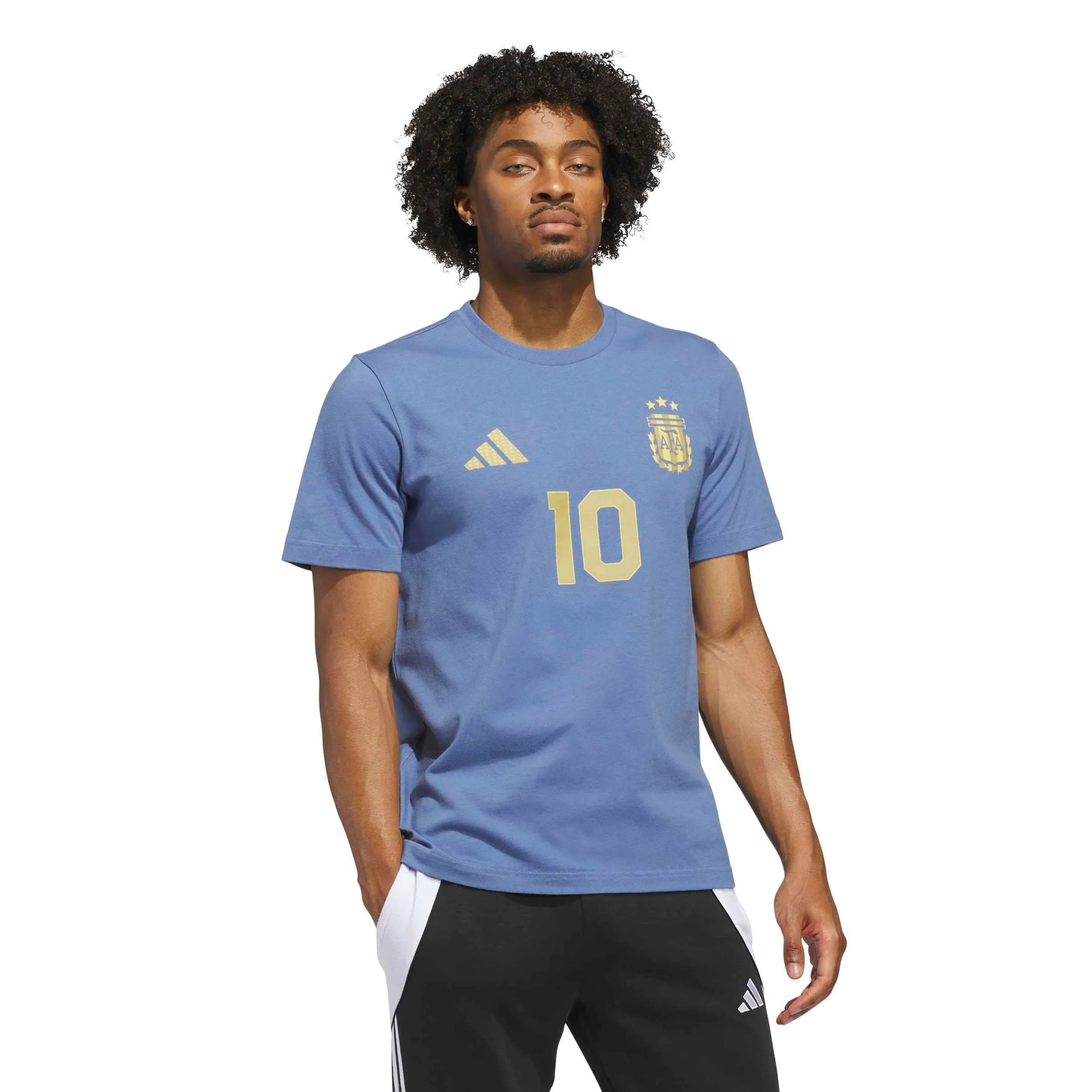 Adidas 2026 Argentina Men's Messi Name And Number Tee Crew Blue
