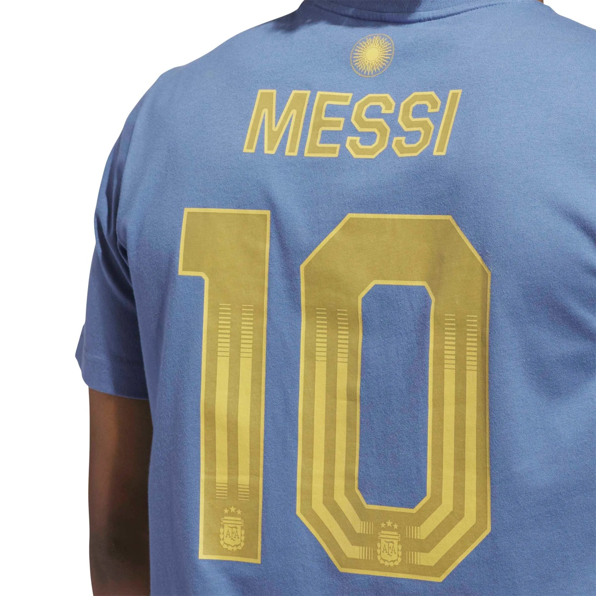 Adidas 2026 Argentina Men's Messi Name And Number Tee Crew Blue