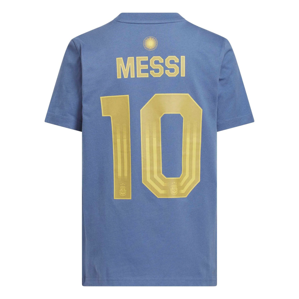 Adidas 2026 Argentina Youth Messi Name And Number Tee Crew Blue
