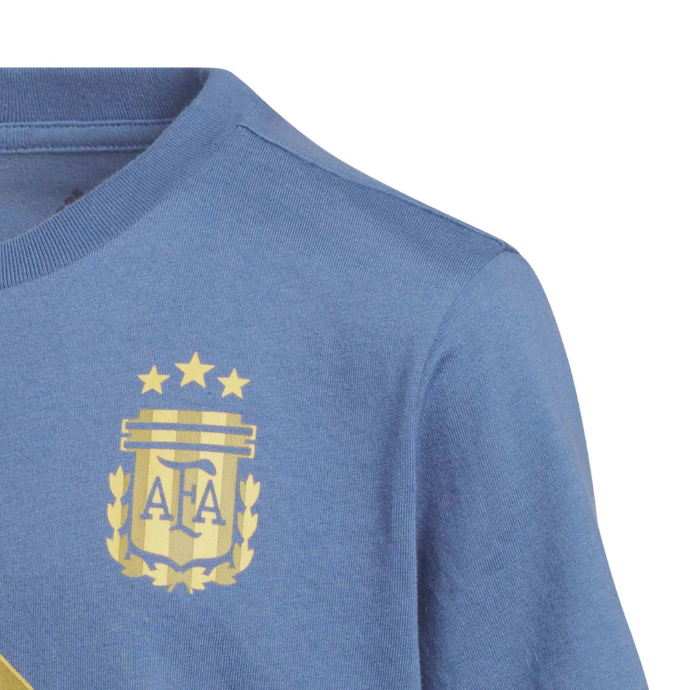 Adidas 2026 Argentina Youth Messi Name And Number Tee Crew Blue