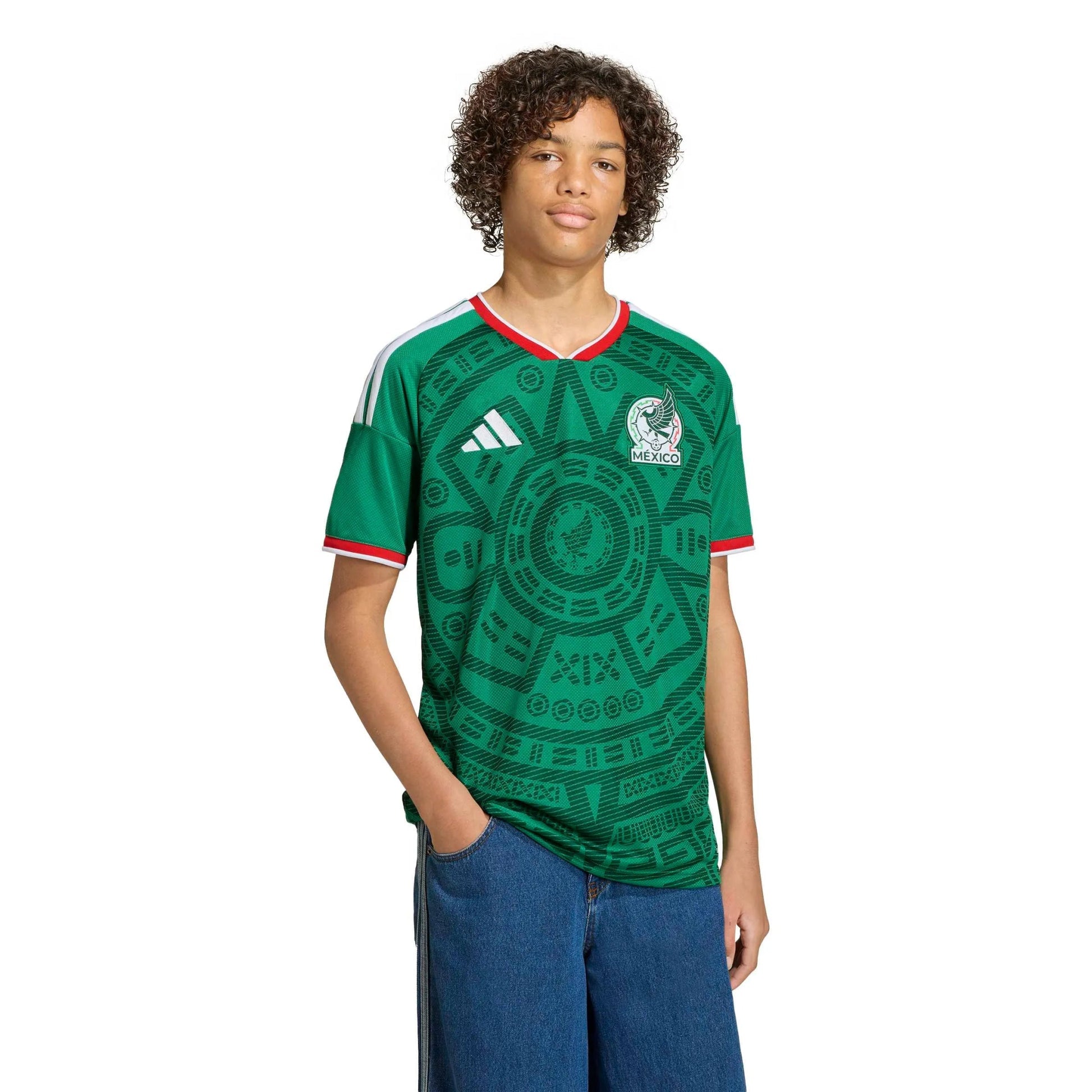 Adidas 2026 Mexico Youth Stadium Home Soccer Jersey Bold Green