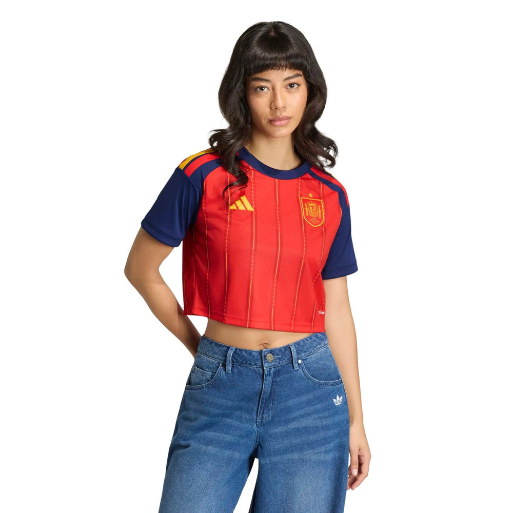 Adidas 2026 Spain Women's Stadium Home Cropped Soccer Jersey Vivid Red