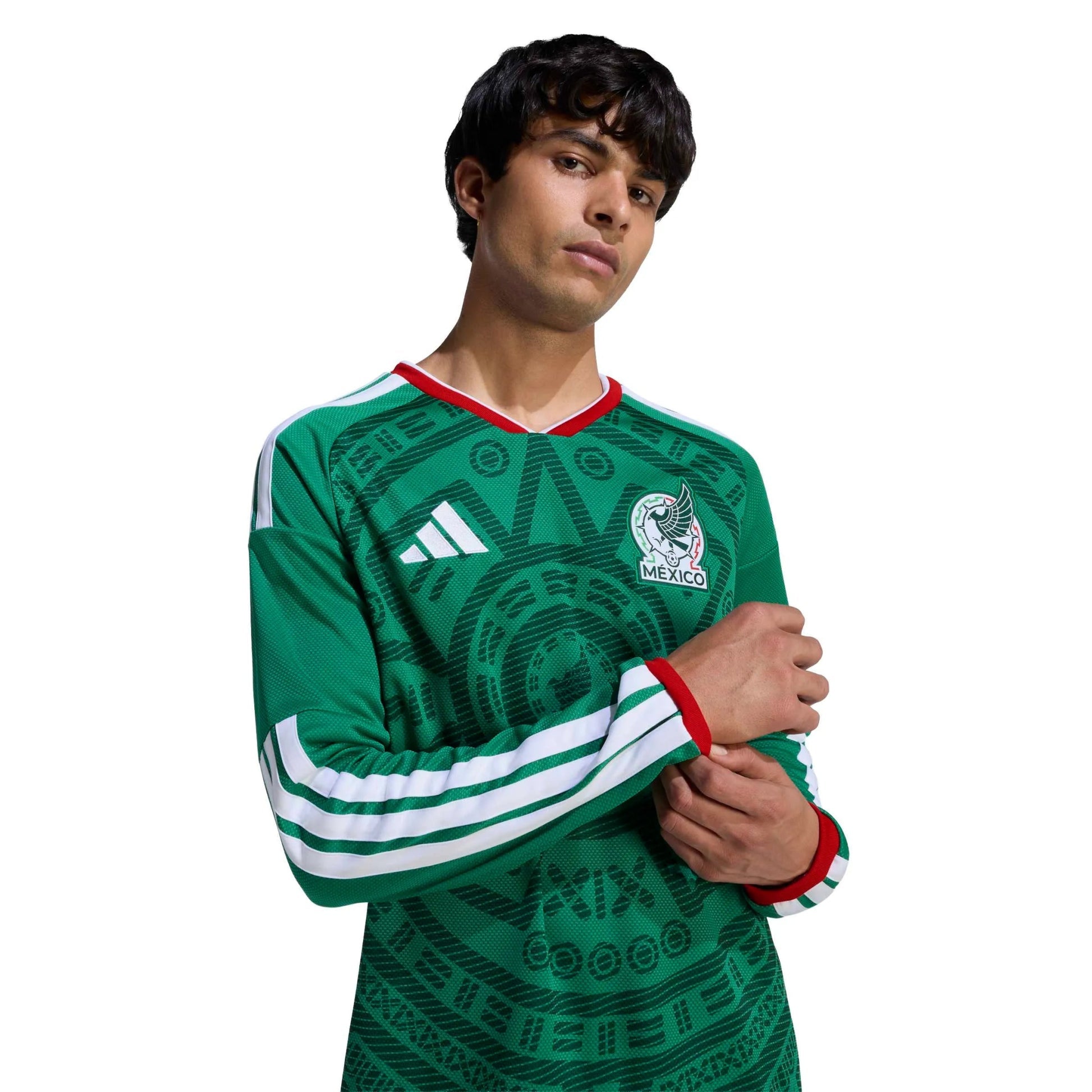 Adidas 2026 Mexico Men's Stadium Home Long-Sleeve Soccer Jersey Bold Green