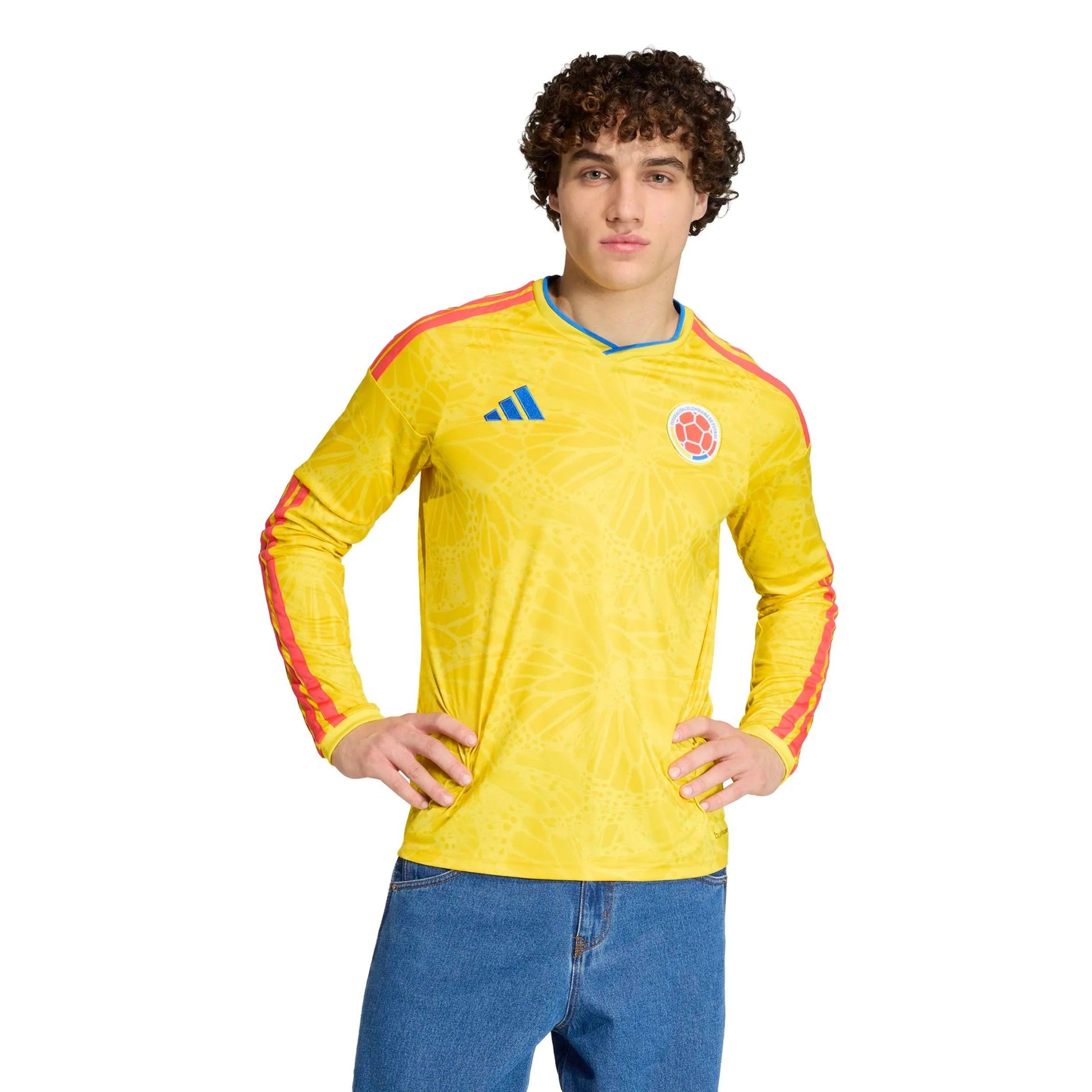 Adidas 2026 Colombia Men's Stadium Home Long-Sleeve Soccer Jersey Impact Yellow
