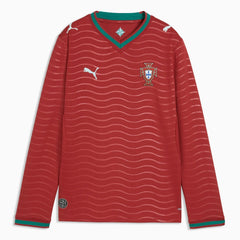 Puma 2026 Portugal Youth Stadium Home Long-Sleeve Jersey Club Red-Green Lagoon