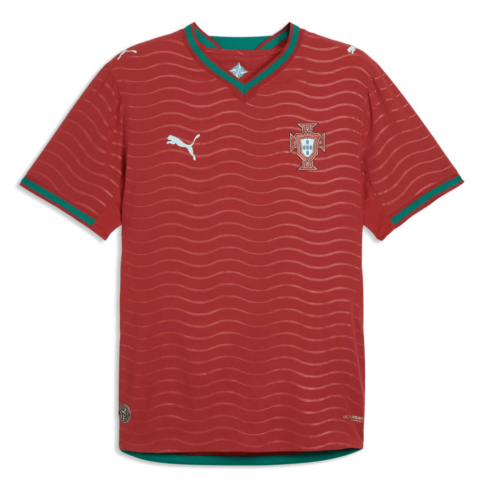 Puma 2026 Portugal Men's Authentic Home Soccer Jersey Club Red-Green Lagoon