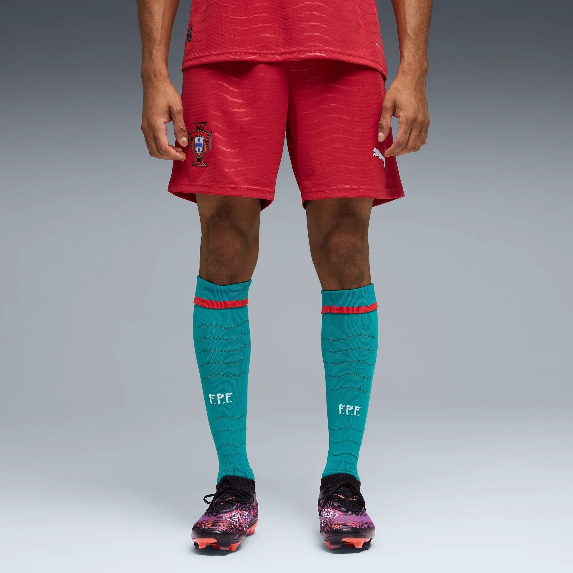 Puma 2026 Portugal Men's Stadium Home Shorts Club Red-Green Lagoon