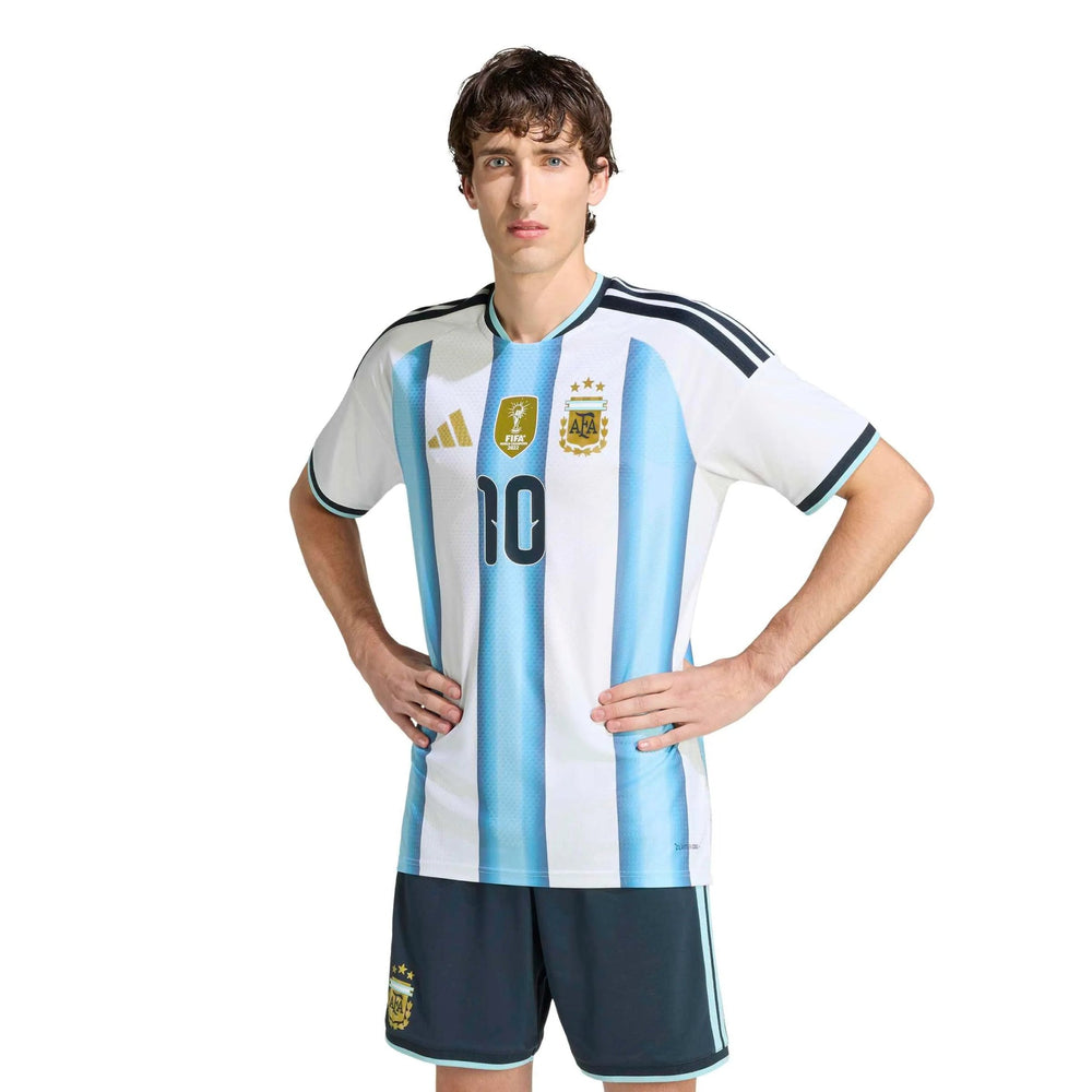 Adidas 2026 Argentina Men's Authentic Home Messi #10 Soccer Jersey White / Icey Blue / Light Blue