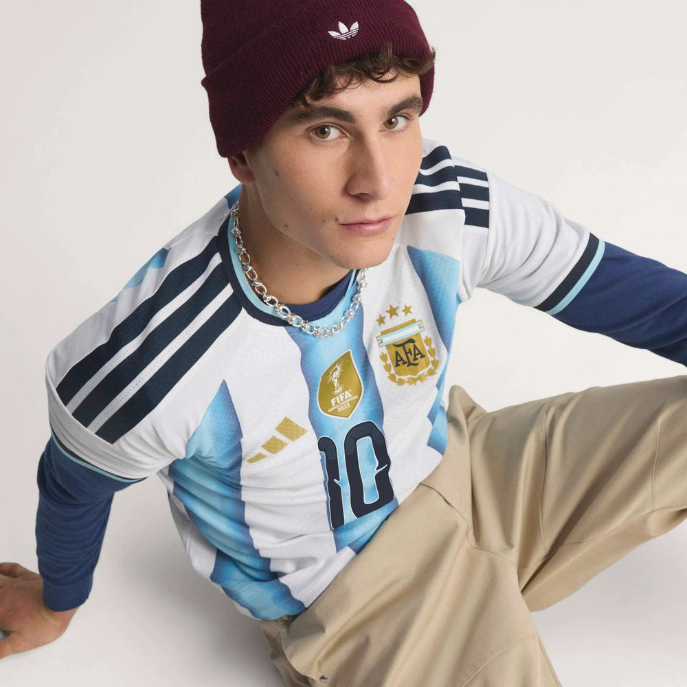 Adidas 2026 Argentina Men's Authentic Home Messi #10 Soccer Jersey White / Icey Blue / Light Blue