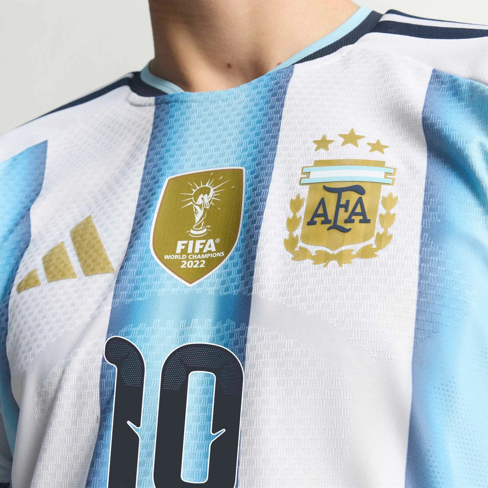 Adidas 2026 Argentina Men's Authentic Home Messi #10 Soccer Jersey White / Icey Blue / Light Blue
