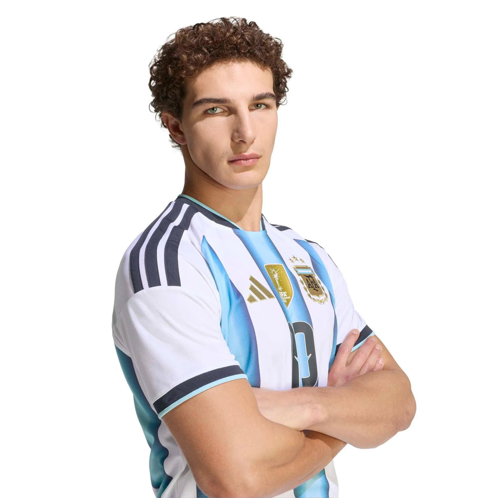 Adidas 2026 Argentina Men's Stadium Home Messi #10 Soccer Jersey White / Icey Blue / Light Blue