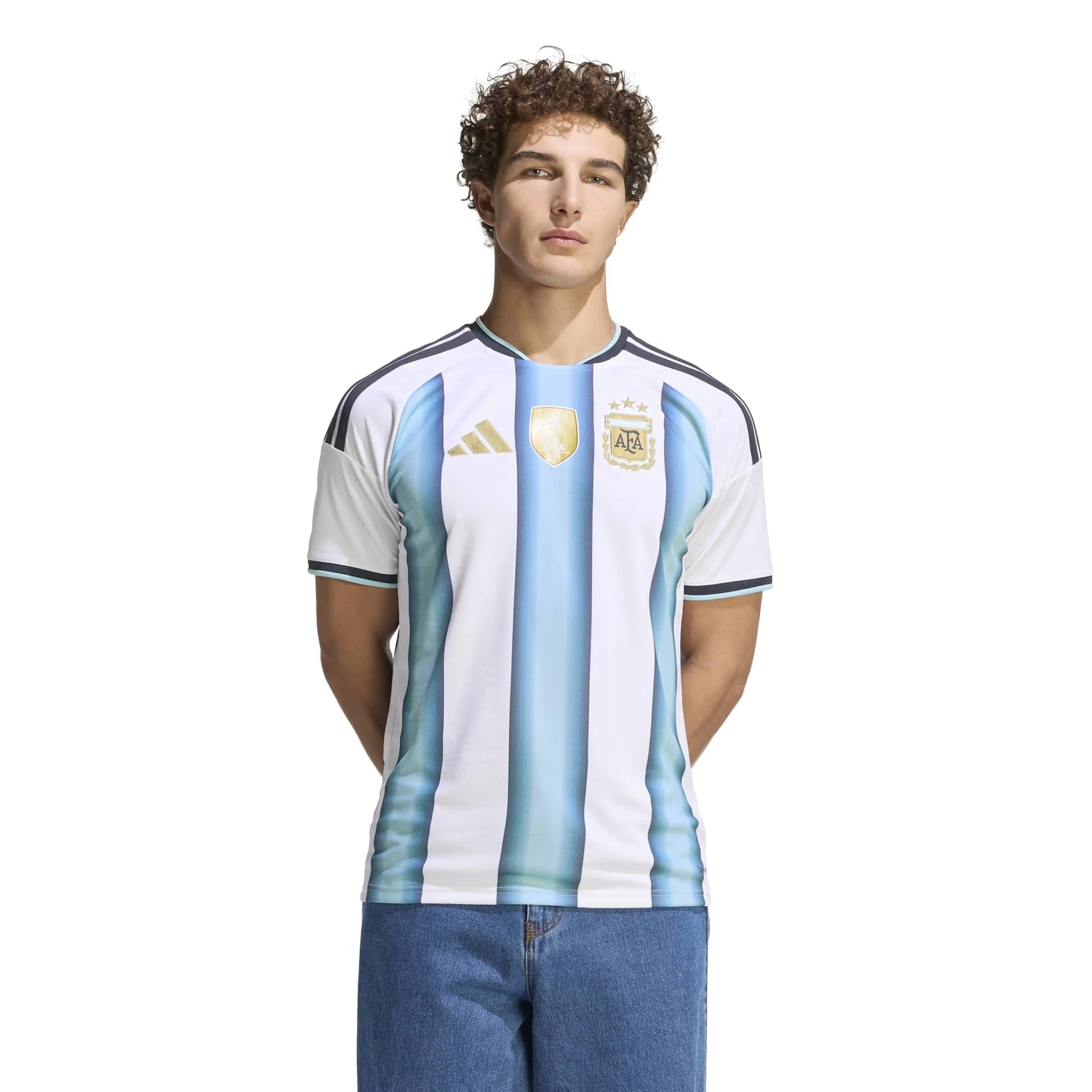 Adidas 2026 Argentina Men's Stadium Home Soccer Jersey White / Icey Blue / Light Blue
