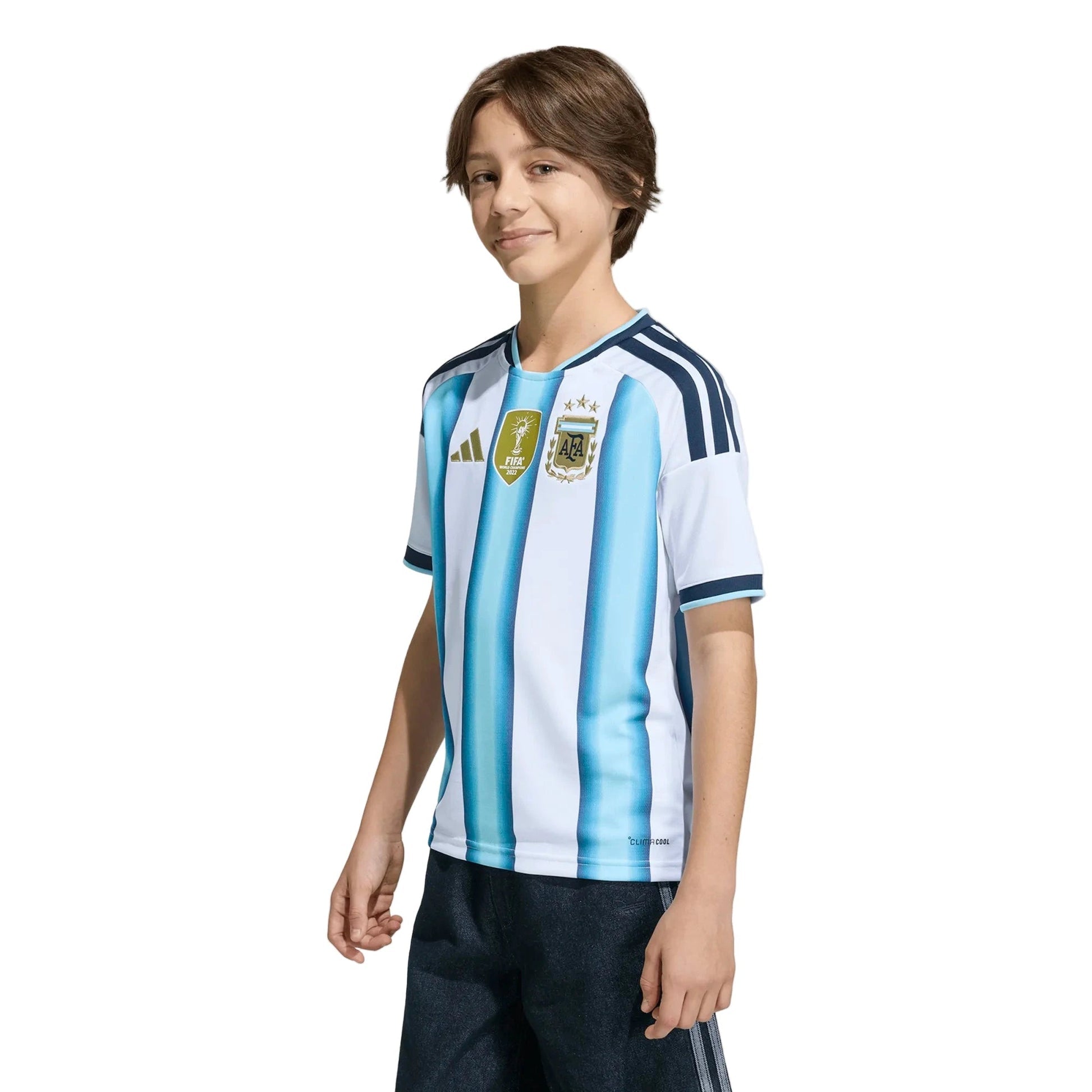 Adidas 2026 Argentina Youth Stadium Home Soccer Jersey White / Icey Blue / Light Blue