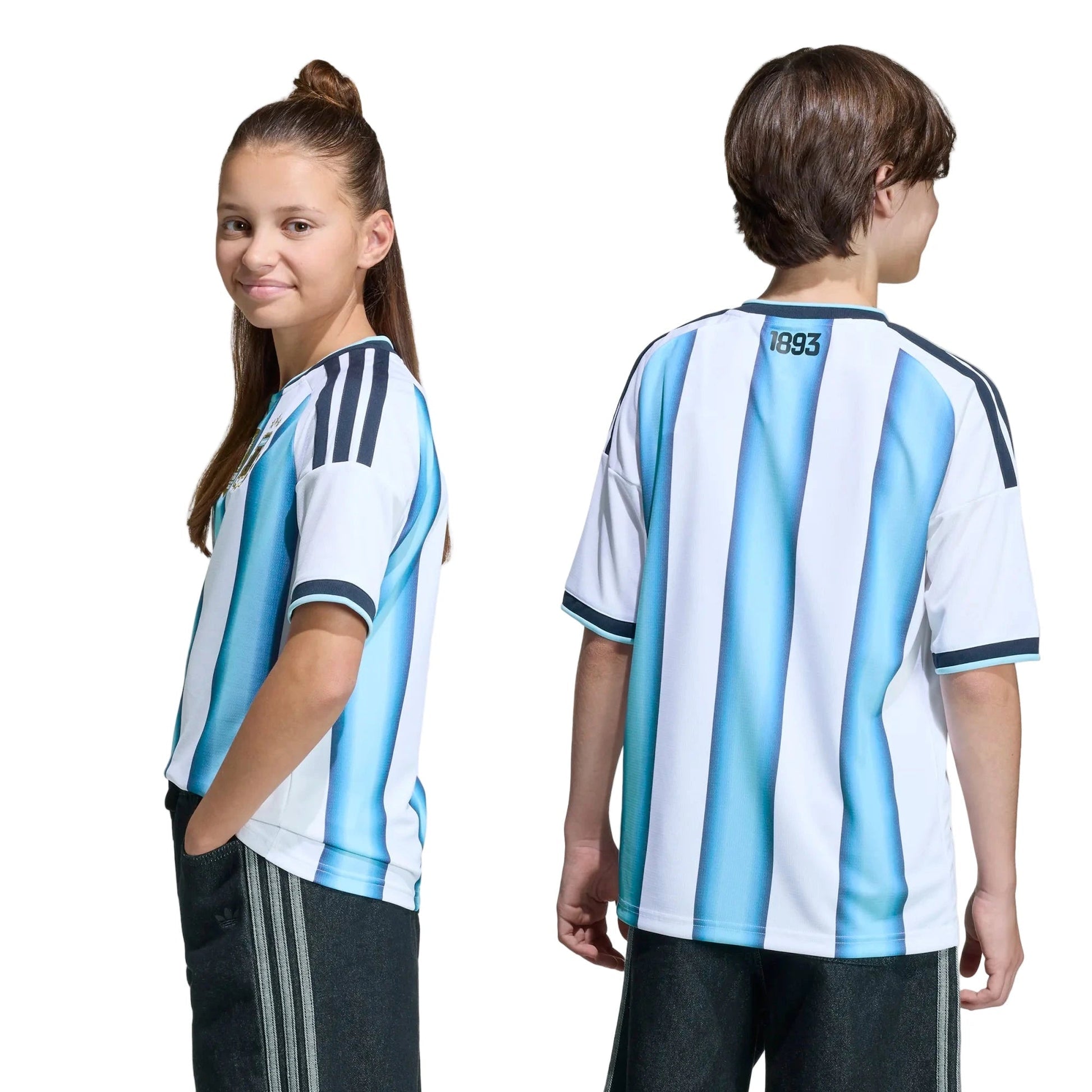 Adidas 2026 Argentina Youth Stadium Home Soccer Jersey White / Icey Blue / Light Blue