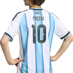 Adidas 2026 Argentina Youth Stadium Home Messi #10 Soccer Jersey White / Icey Blue / Light Blue