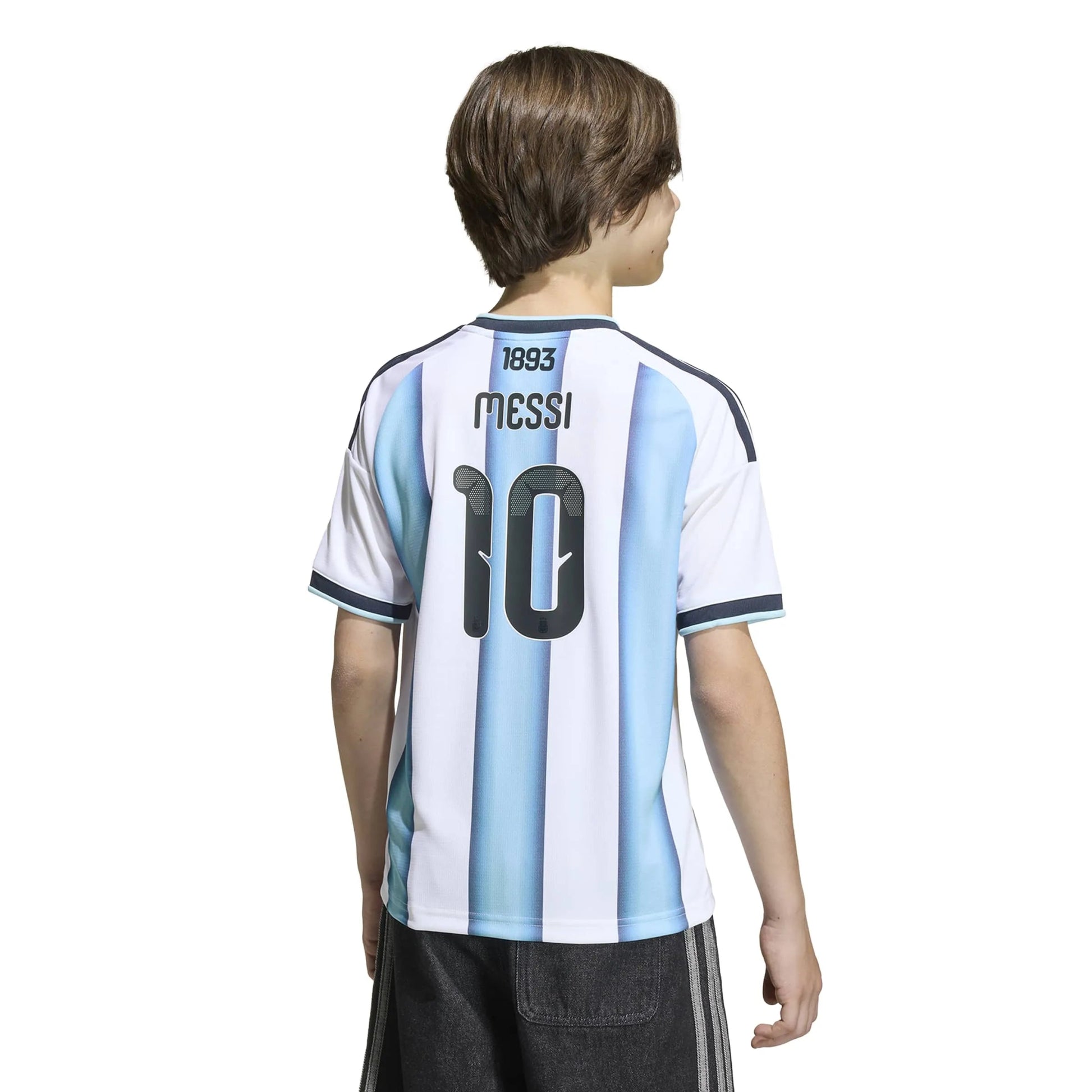 Adidas 2026 Argentina Youth Stadium Home Messi #10 Soccer Jersey White / Icey Blue / Light Blue