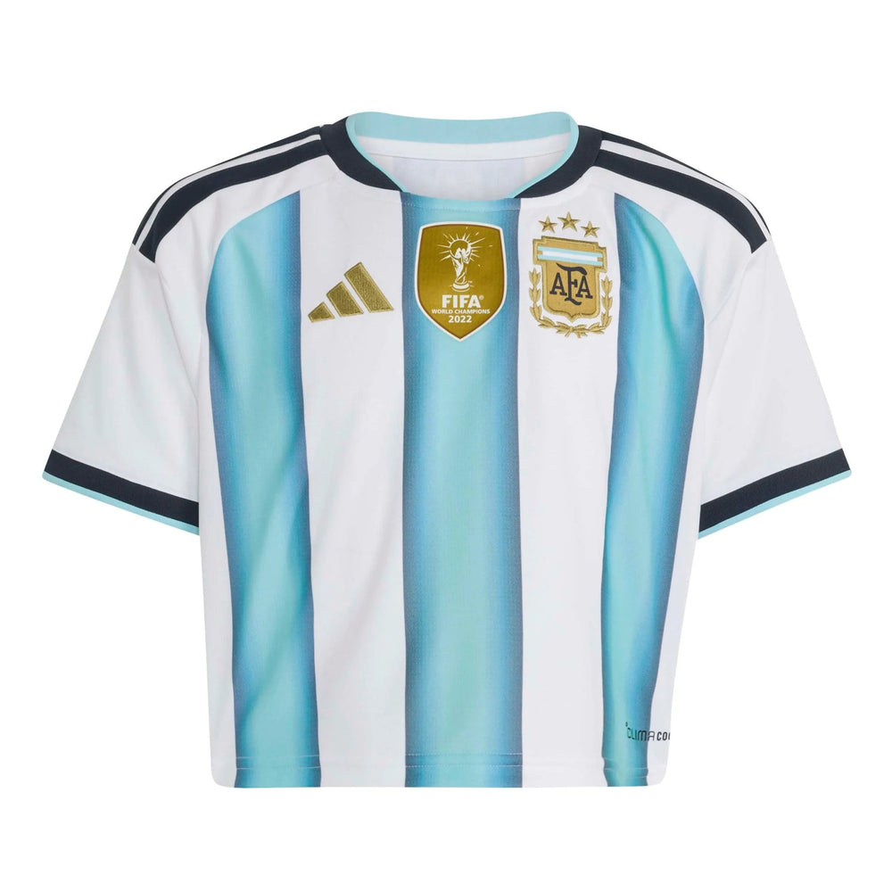 Adidas 2026 Argentina Women's Stadium Home Cropped Soccer Jersey White / Icey Blue / Light Blue
