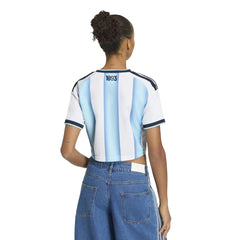 Adidas 2026 Argentina Women's Stadium Home Cropped Soccer Jersey White / Icey Blue / Light Blue