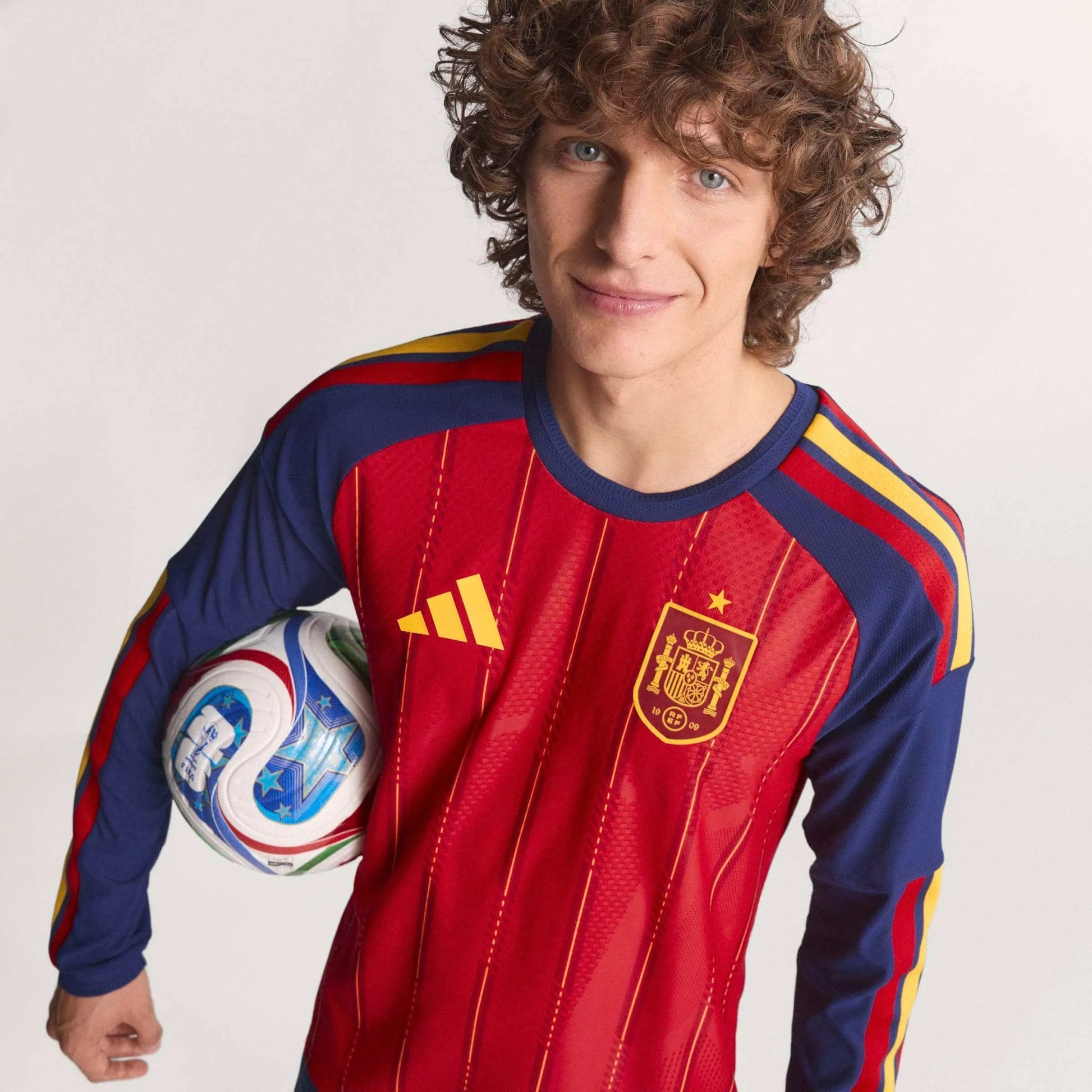 Adidas 2026 Spain Men's Authentic Home Long-Sleeve Soccer Jersey Vivid Red