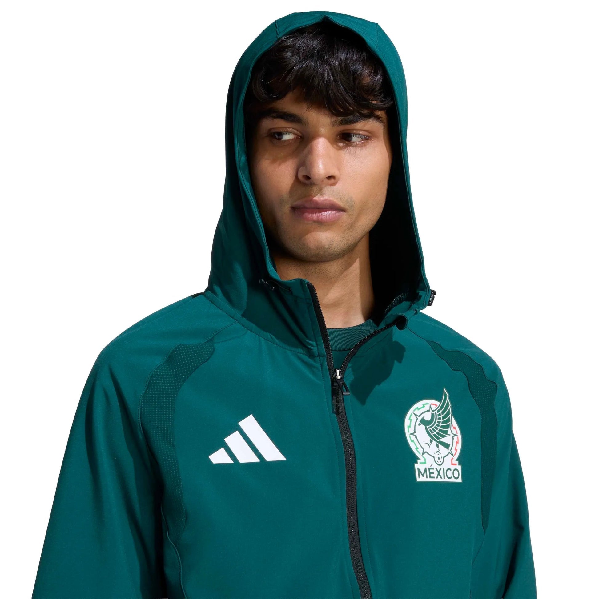 Adidas 2026 Mexico Men's Tiro Travel Full Zip Windbreaker Aurora Ivy