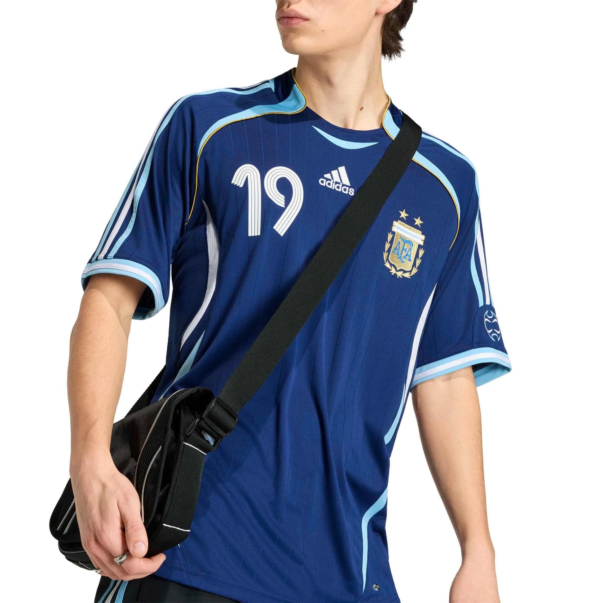 Adidas 2006 Argentina Men's Retro Stadium Away Messi #19 Soccer Jersey Dark Blue