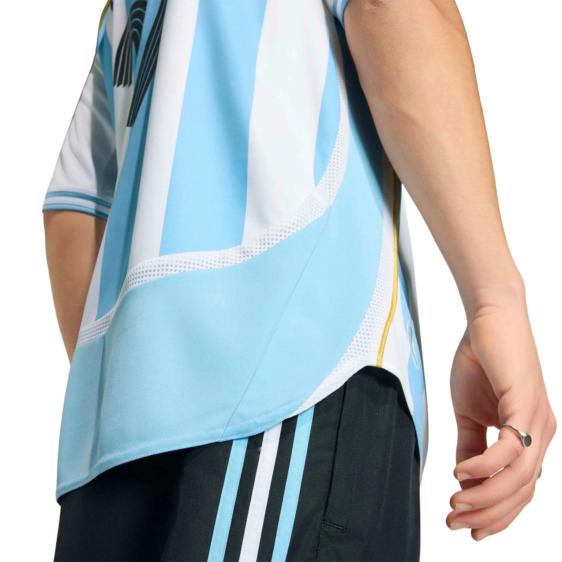 Adidas 2006 Argentina Men's Retro Stadium Home Messi #19 Soccer Jersey White / Clear Blue
