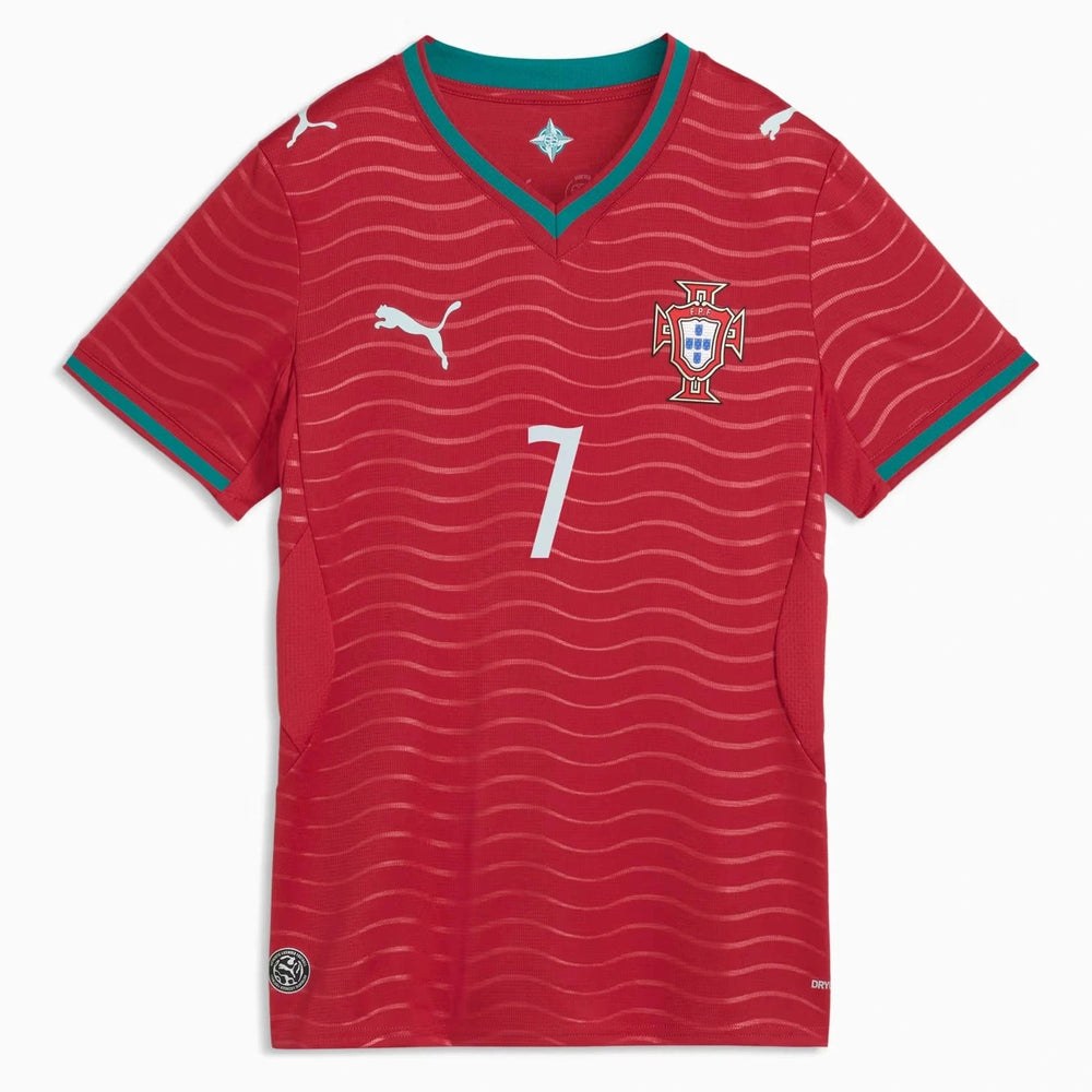 Puma 2026 Portugal Women's Stadium Home Ronaldo #7 Soccer Jersey Club Red-Green Lagoon