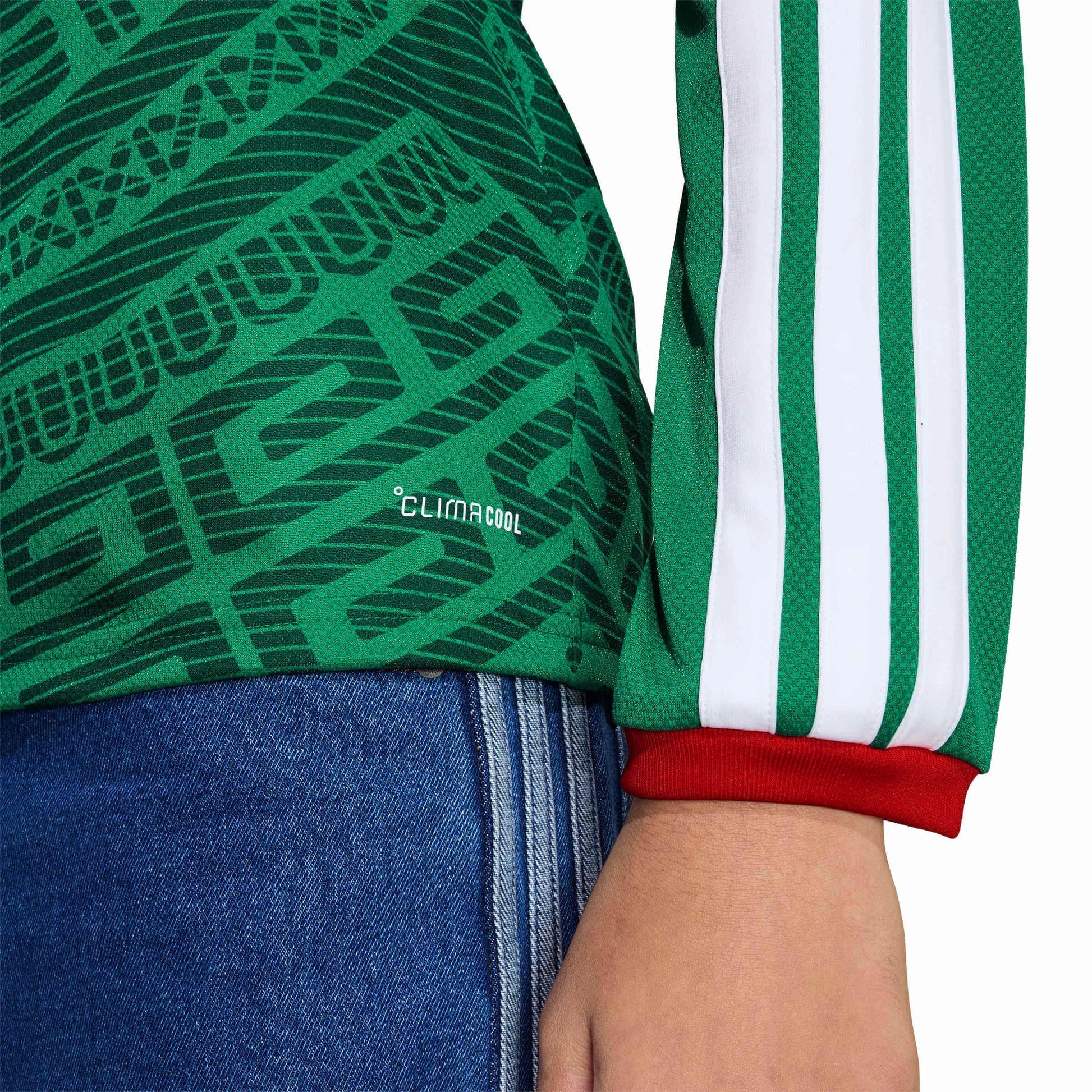 Adidas 2026 Mexico Youth Stadium Home Long-Sleeve Soccer Jersey Bold Green