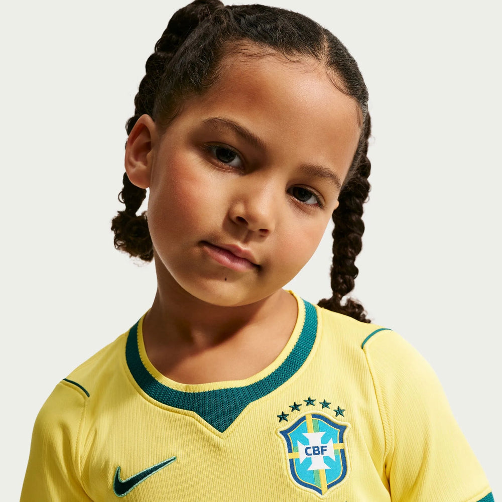Nike 2026-27 Brazil Little Kids' Stadium Home Kit Canary/Light Menta/Geode Teal