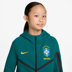 Nike 2026-27 Brazil Youth Full-Zip Tech Fleece Hoodie Geode Teal/Midwest Gold