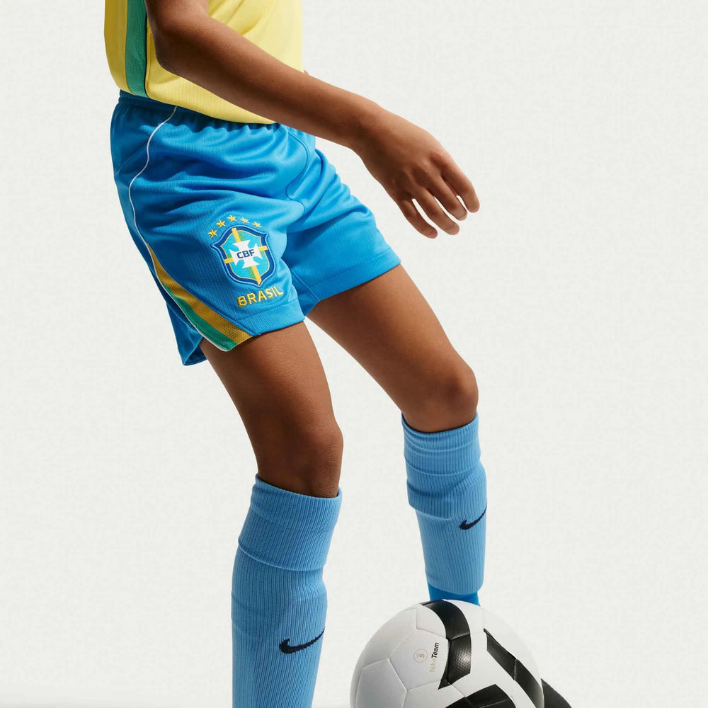 Nike 2026-27 Brazil Youth Stadium Home Shorts LT Photo Blue/Light Menta/White