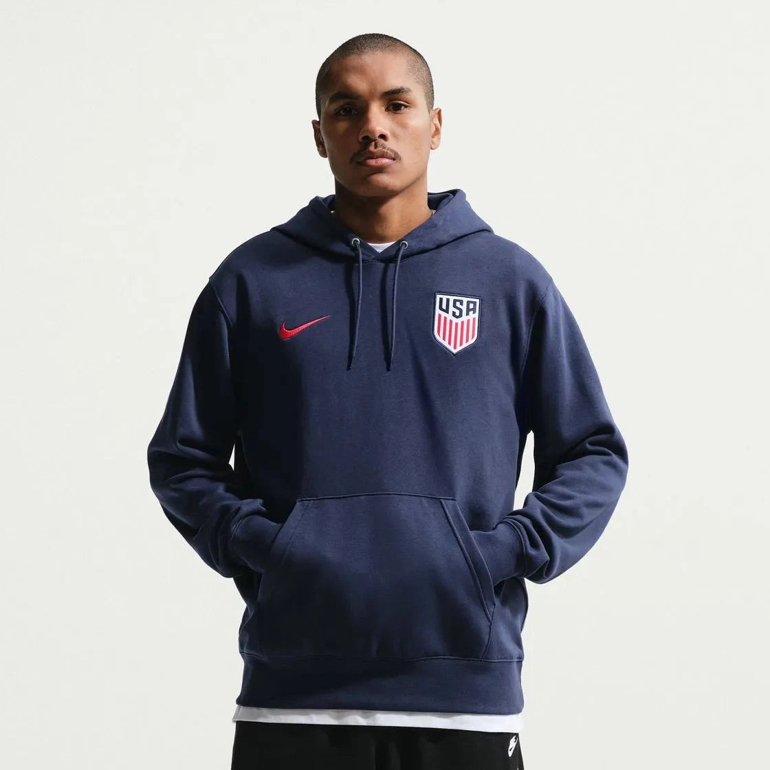 Nike 2026-27 USMNT Men's Club Fleece Pullover Hoodie Midnight Navy/University Red