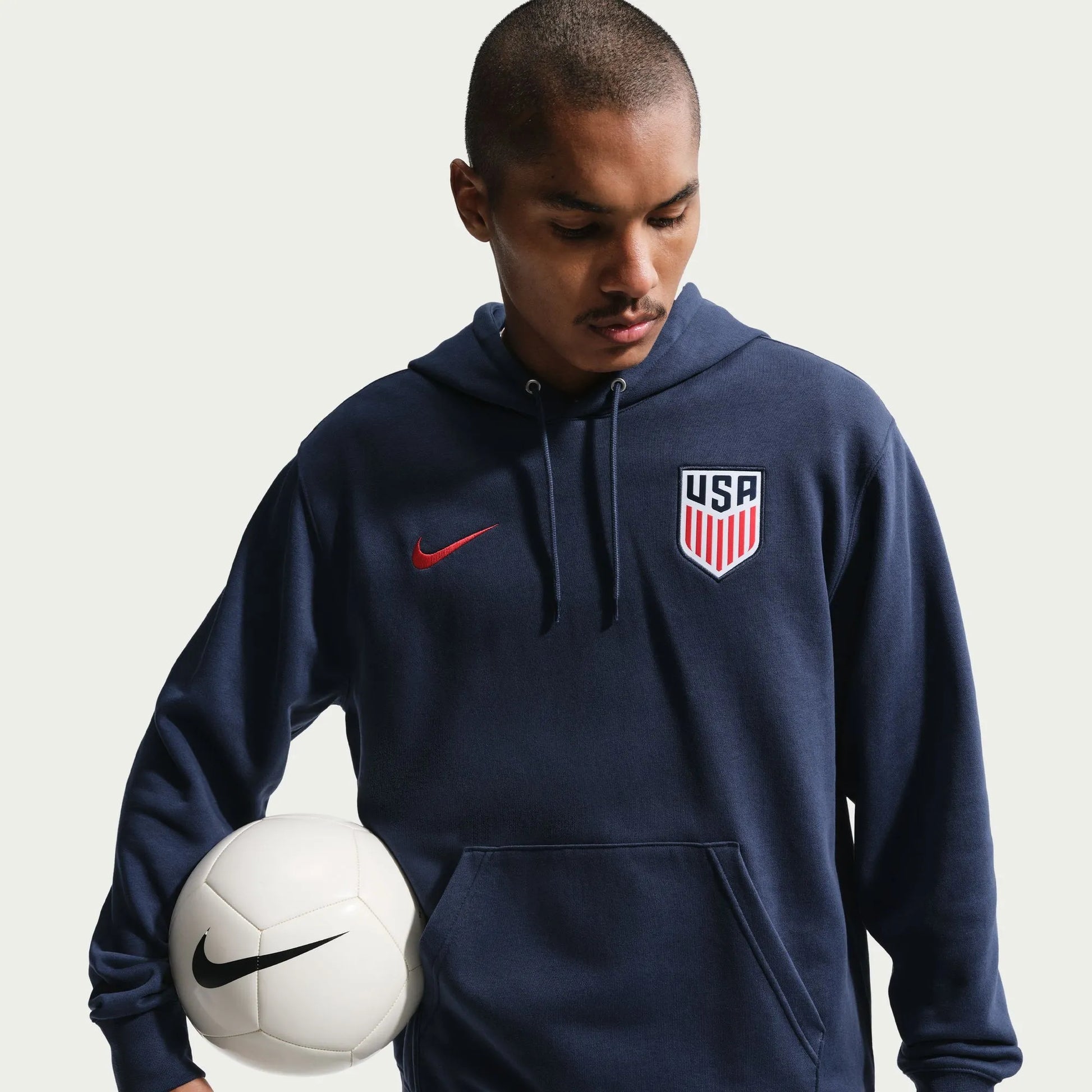 Nike 2026-27 USMNT Men's Club Fleece Pullover Hoodie Midnight Navy/University Red