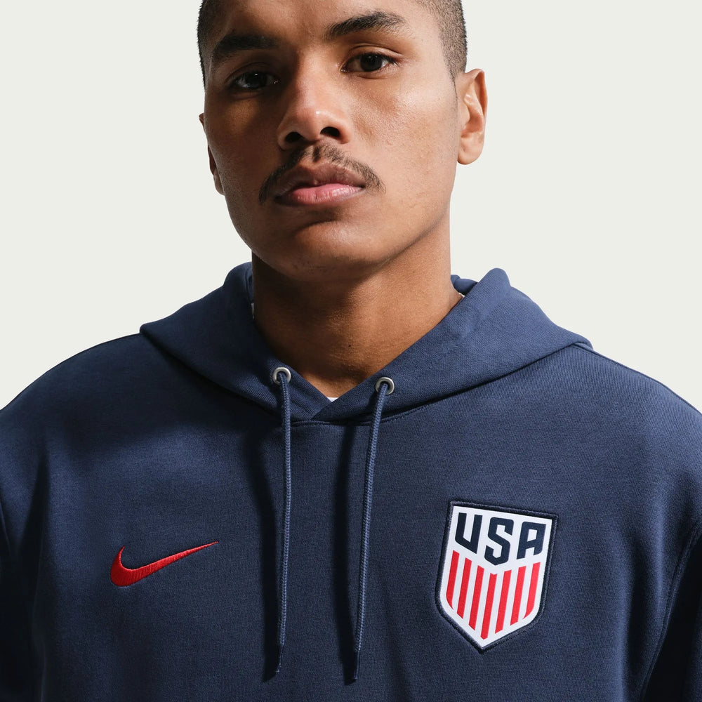 Nike 2026-27 USMNT Men's Club Fleece Pullover Hoodie Midnight Navy/University Red