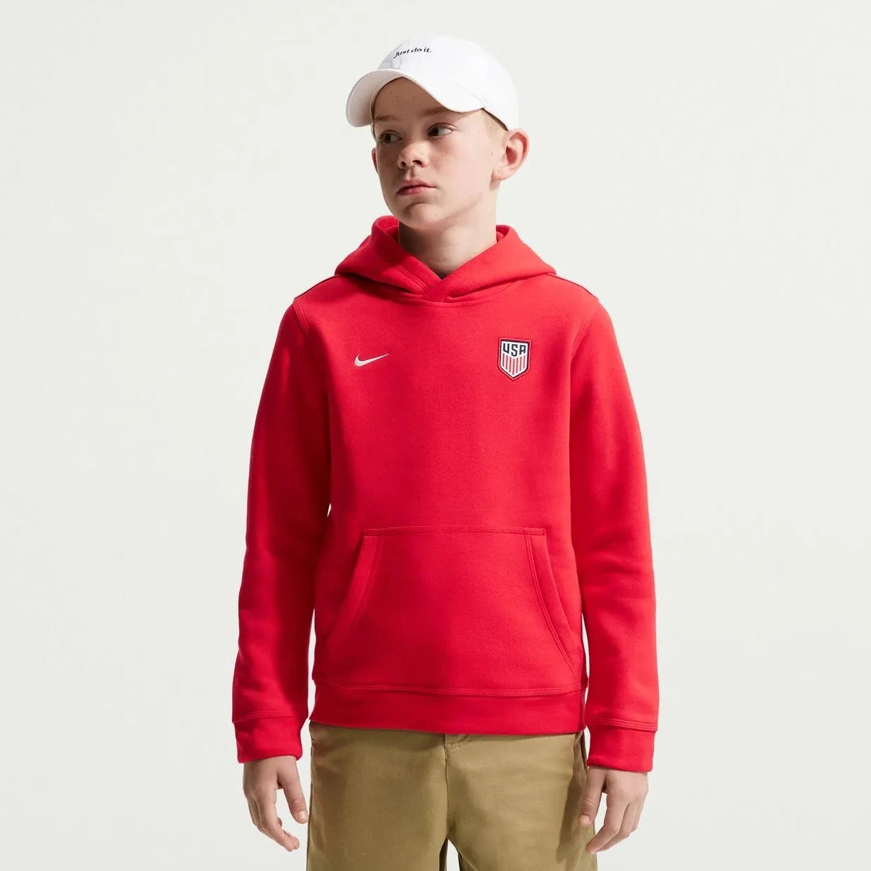 Nike 2026-27 USMNT Youth Club Pullover Hoodie University Red/Sail