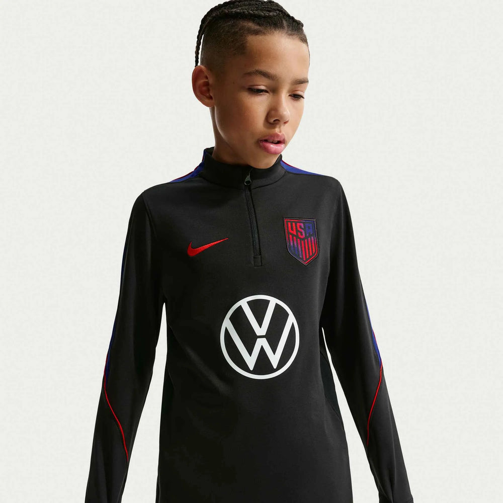 Nike 2026-27 USMNT Youth Strike Drill Top Black/Deep Royal Blue/Challenge Red