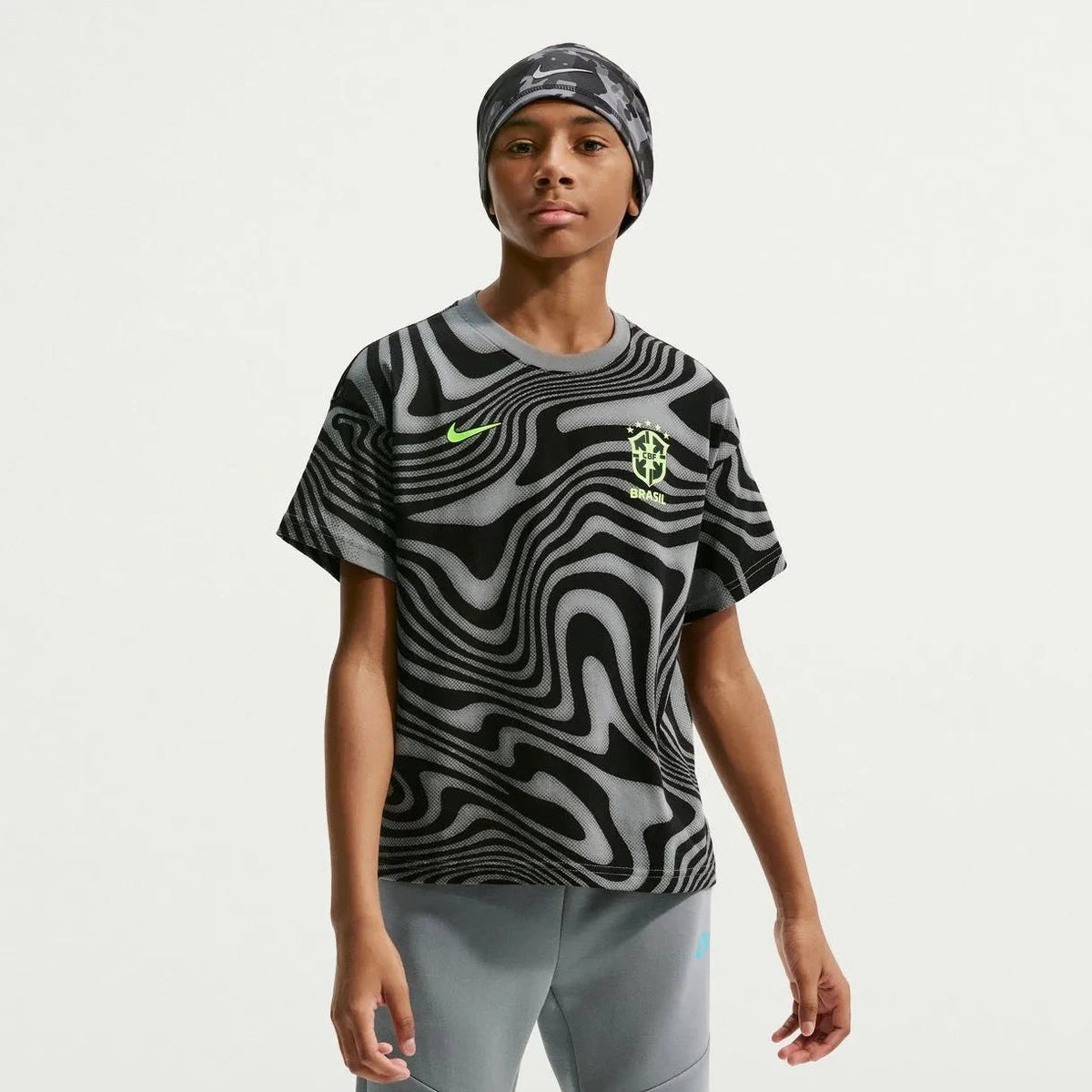 Nike 2026-27 Brazil Youth All Over Print Tee Dark Steel Grey