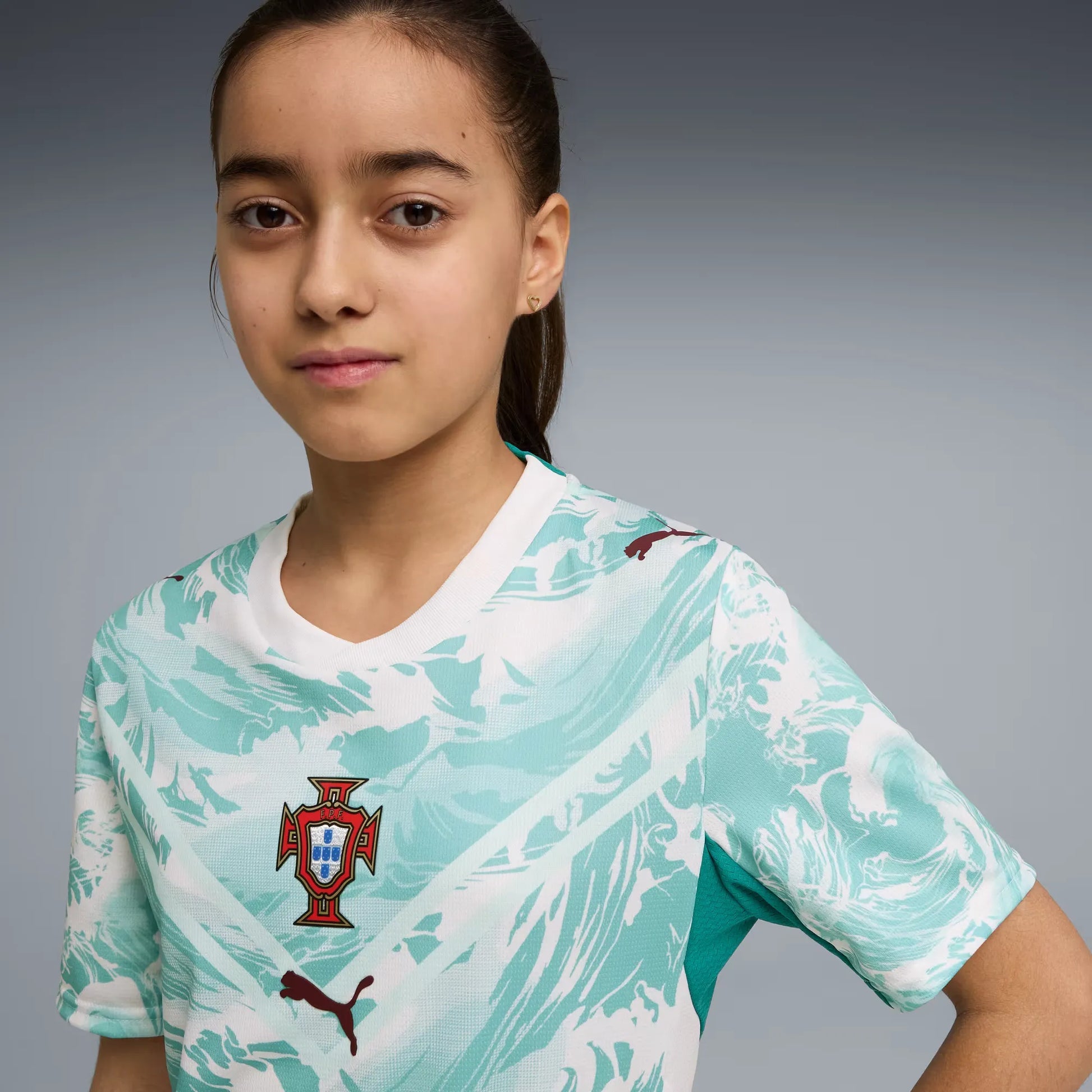 Puma 2026-27 Portugal Youth Stadium Away Soccer Jersey Puma White-Green Lagoon
