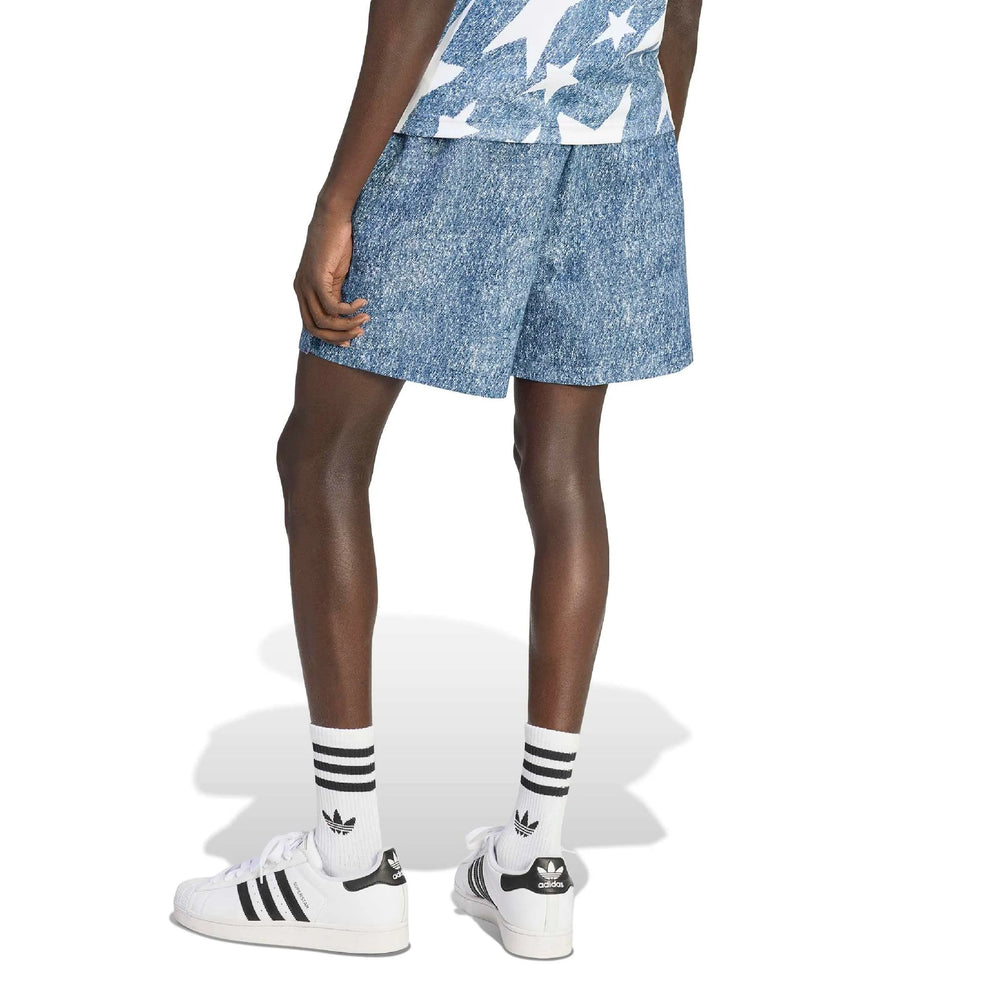 Adidas USA Men's Denim Graphic Shorts White / Dark Blue