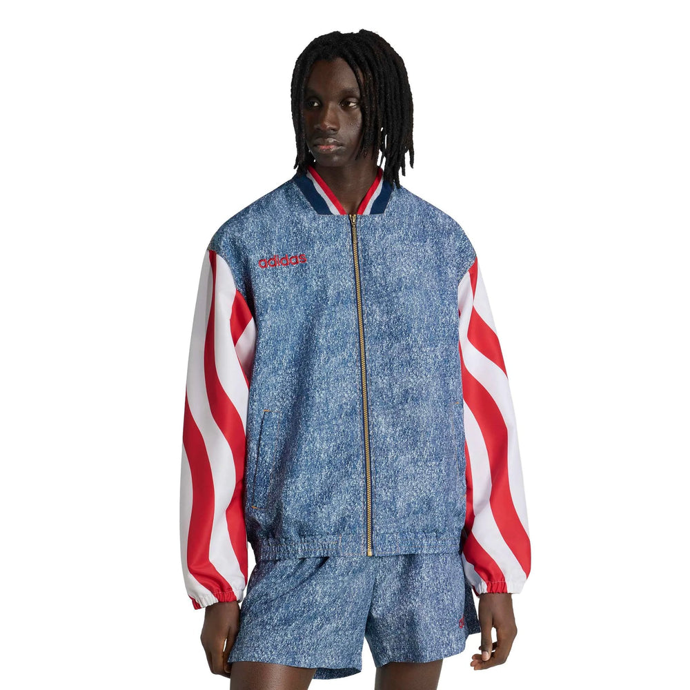 Adidas USA Men's Denim Graphic Track Top White / Dark Blue