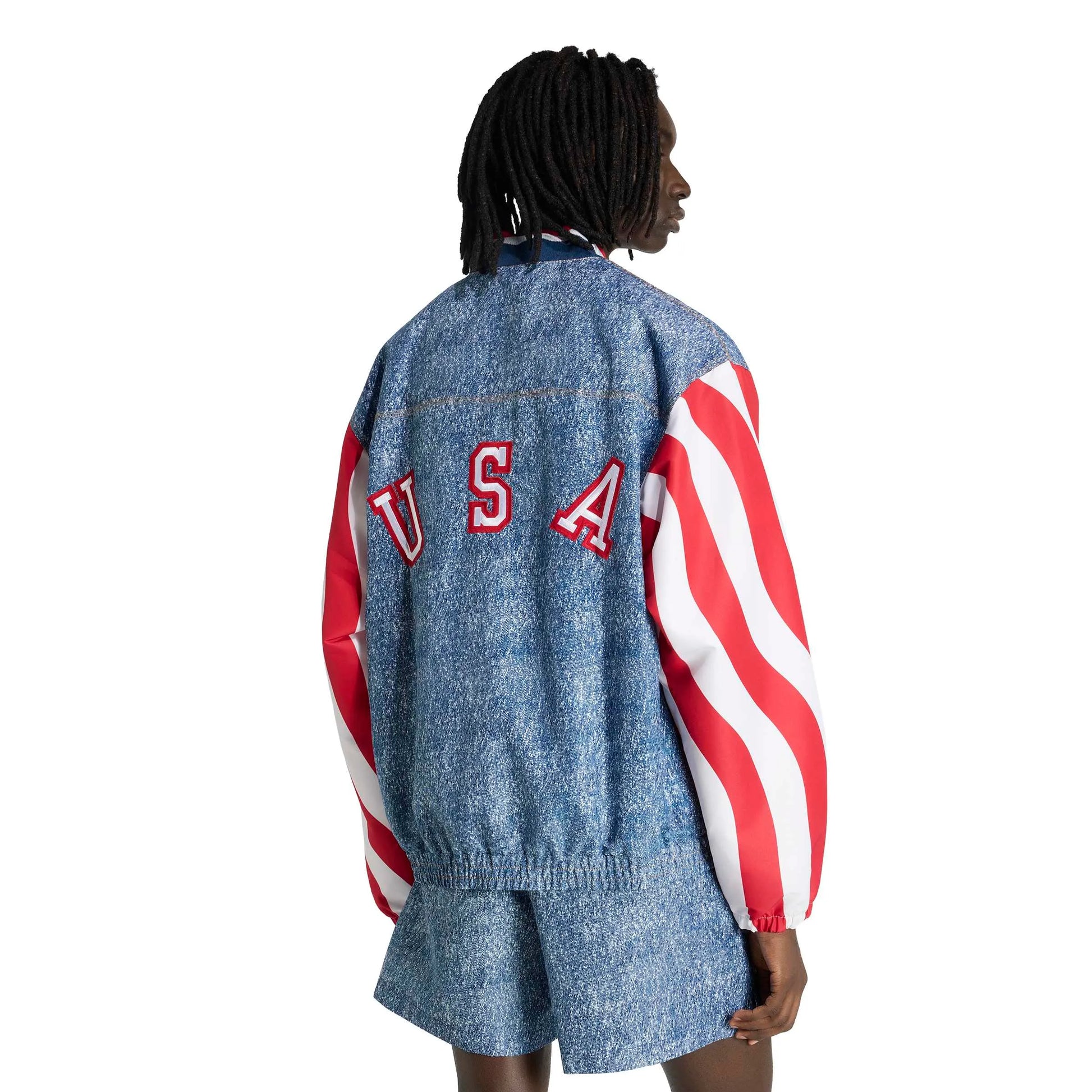 Adidas USA Men's Denim Graphic Track Top White / Dark Blue