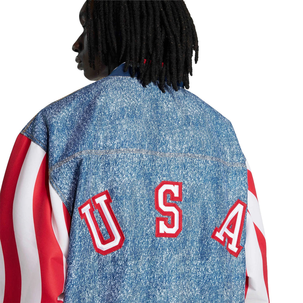 Adidas USA Men's Denim Graphic Track Top White / Dark Blue