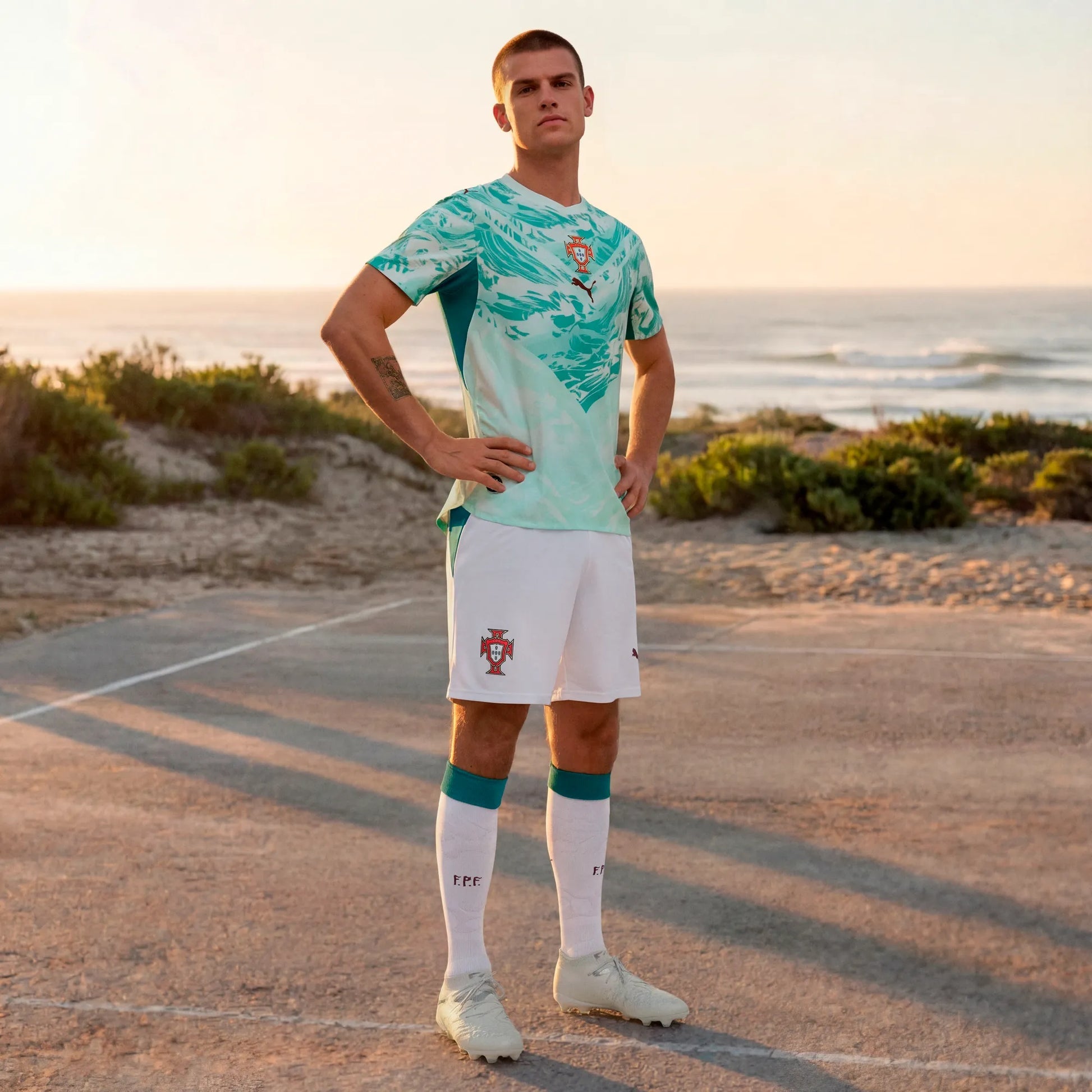 Puma 2026-27 Portugal Men's Stadium Away Shorts Puma White-Green Lagoon
