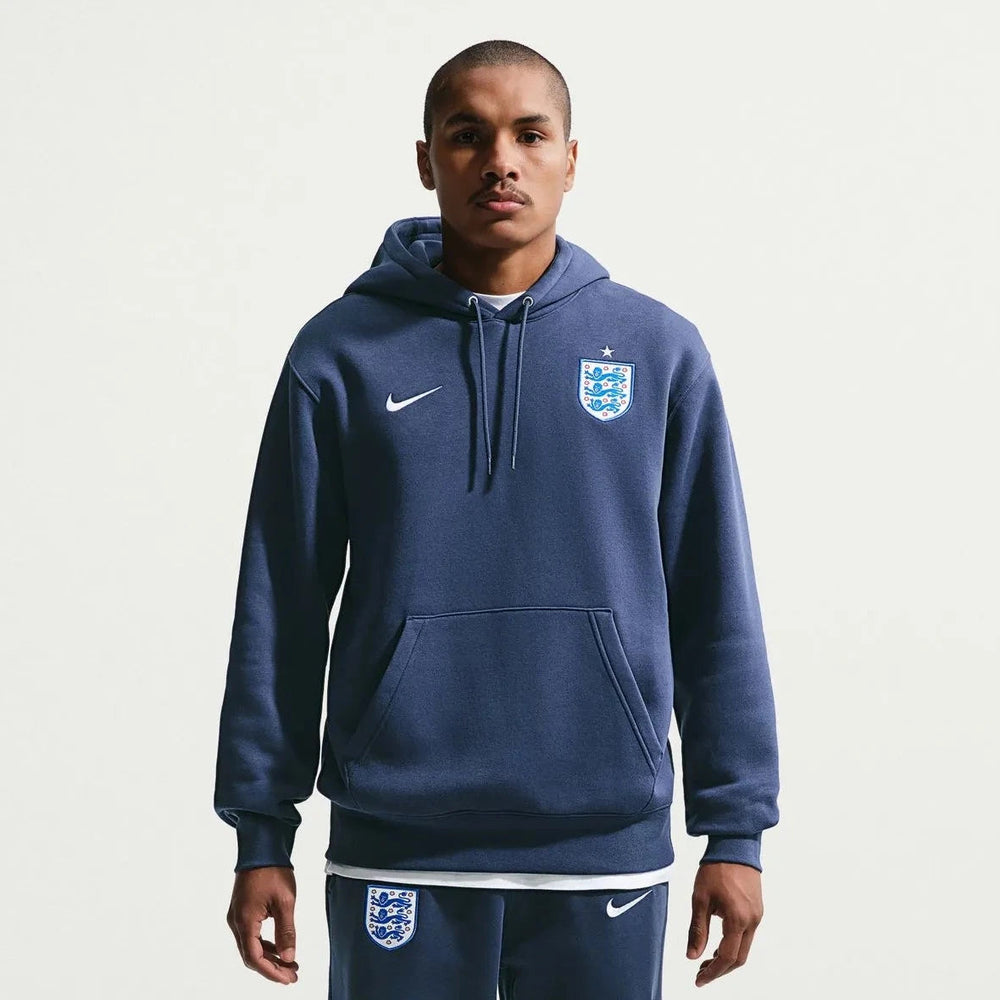Nike 2026-27 England Men's Club Pullover Hoodie Midnight Navy/White