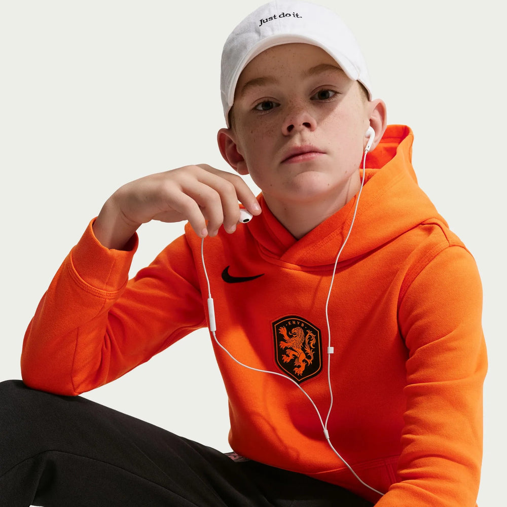 Nike 2026-27 Netherlands Youth Club Pullover Hoodie Safety Orange/Black
