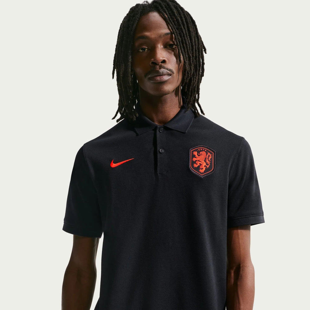 Nike 2026-27 Netherlands Men's The Polo 2.0 Black/Hyper Crimson