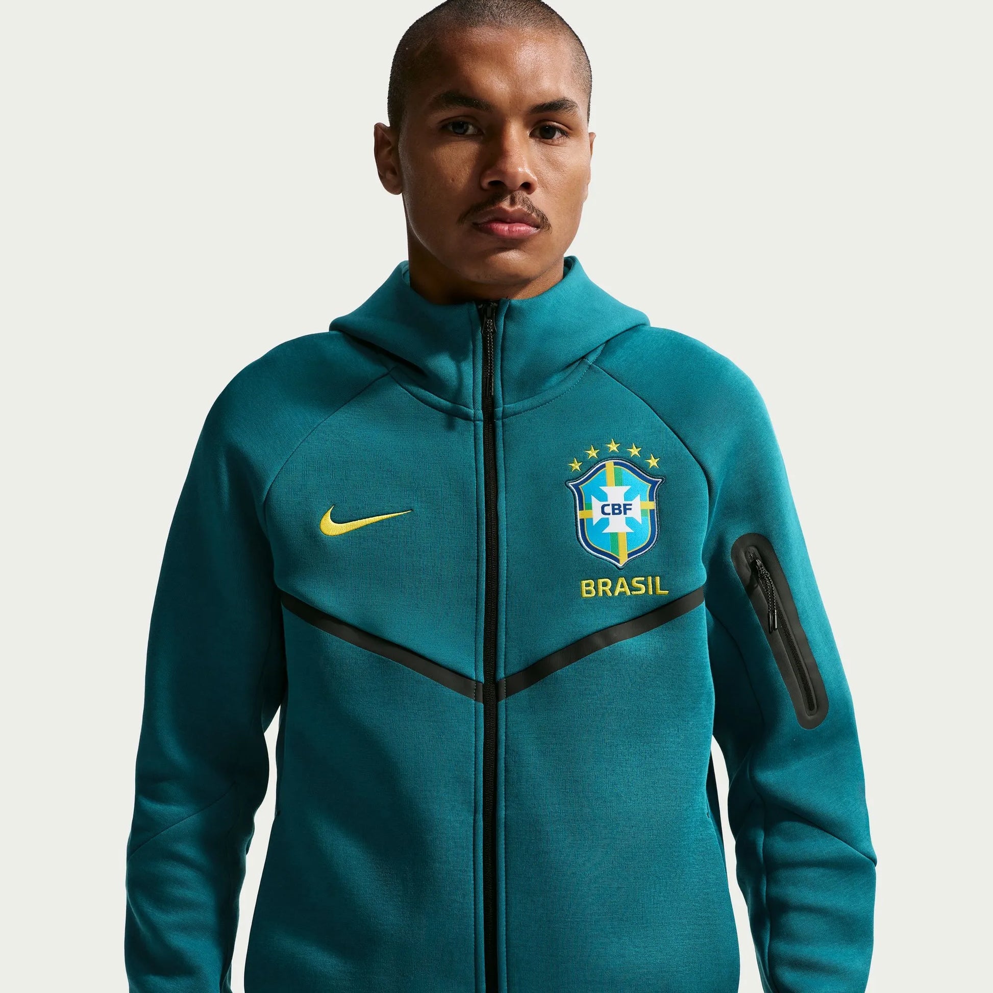 Nike 2026-27 Brazil Men's Full-Zip Tech Fleece Hoodie Geode Teal/Midwest Gold