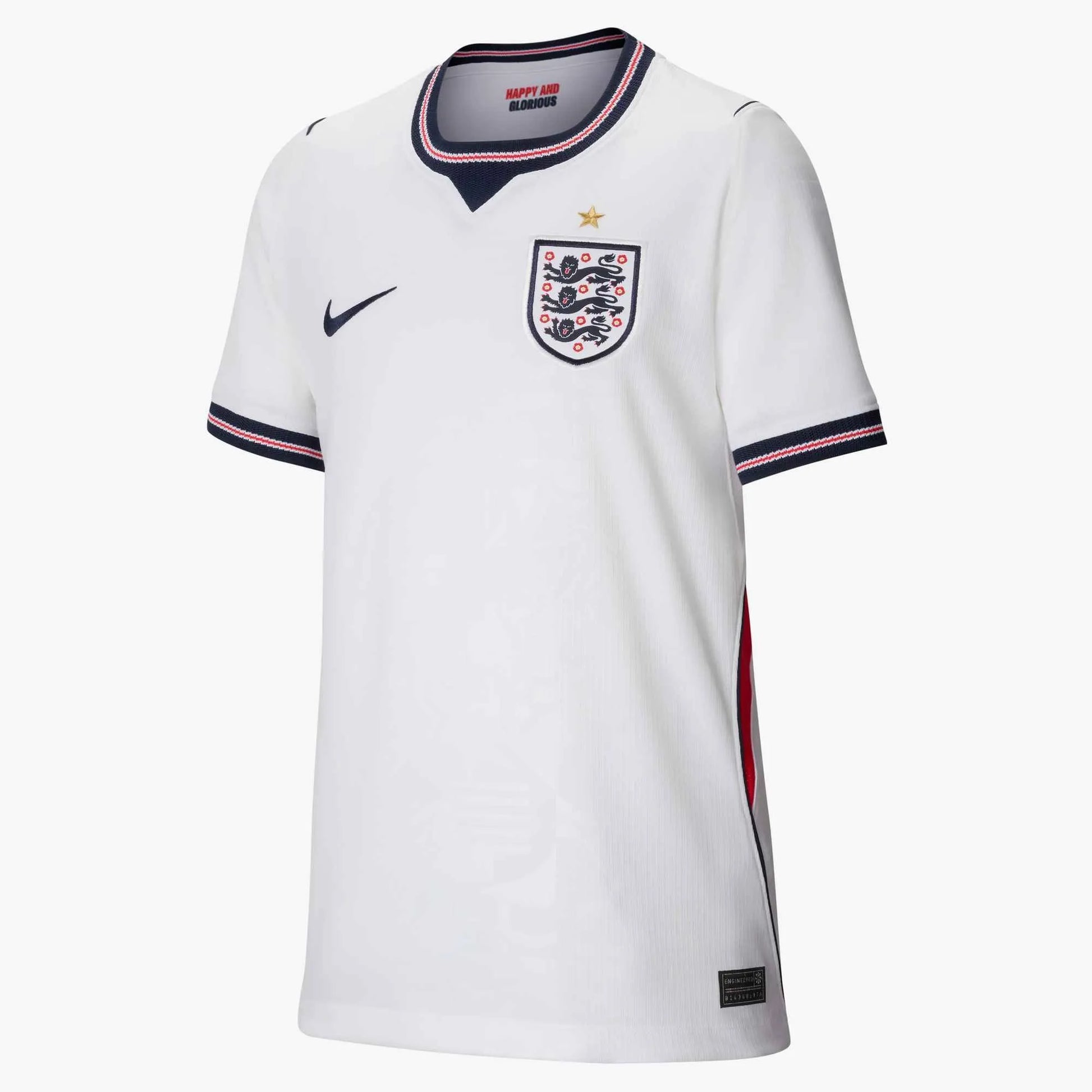 Nike 2026-27 England Youth Stadium Home Soccer Jersey White/Speed Red/Obsidian/Obsidian
