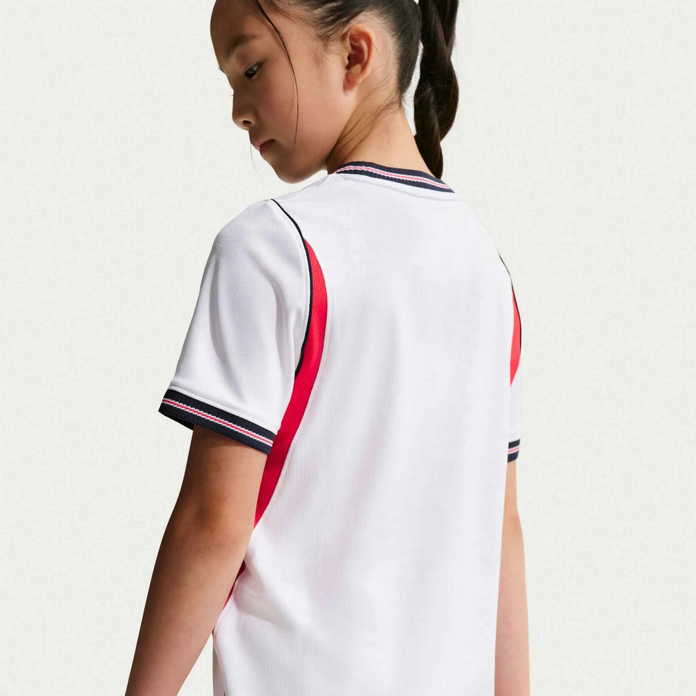 Nike 2026-27 England Youth Stadium Home Soccer Jersey White/Speed Red/Obsidian/Obsidian