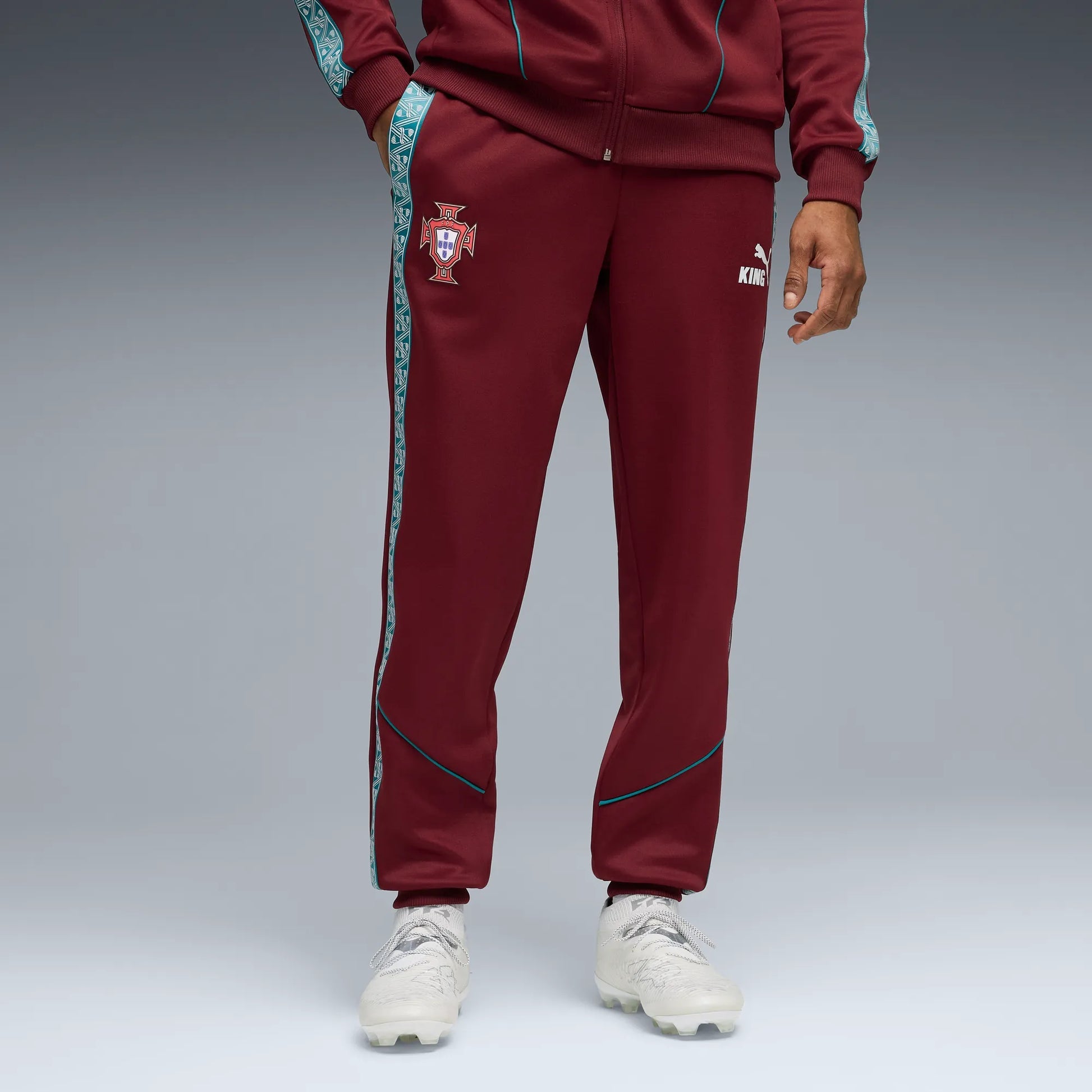 Puma 2026-27 Portugal Men's KING Anthem Pants Ruby Shimmer-Sea Glass